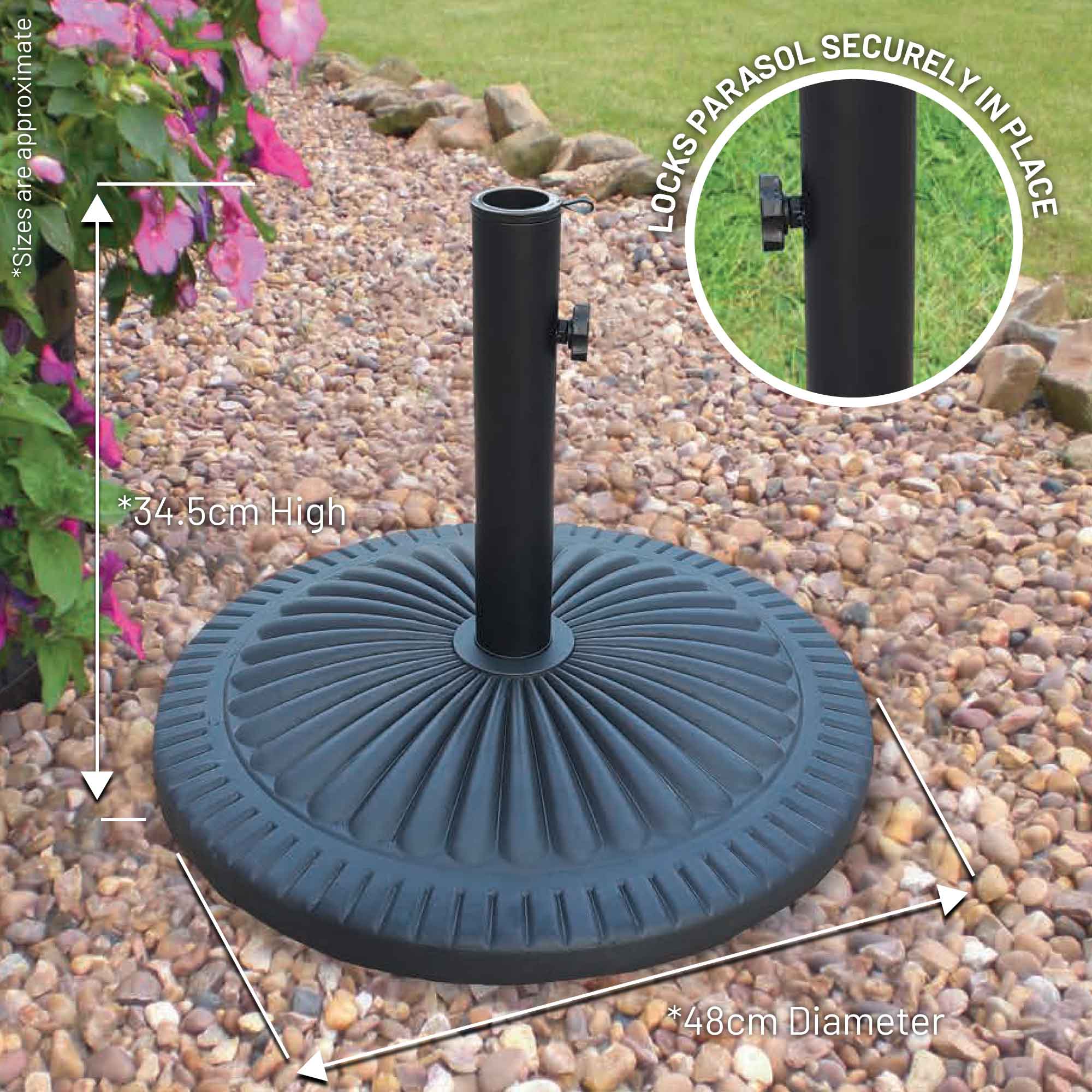 Lewis's Milano Pattern Effect Parasol Base – Cast Iron Parasol Base 13kg - Image 2