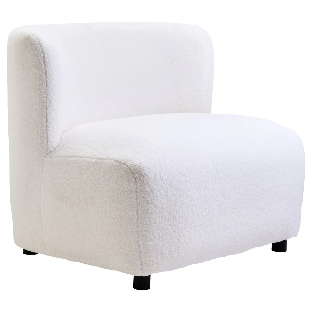 Montreal Ivory Boucle Effect Armless Lounge Chair - Image 2
