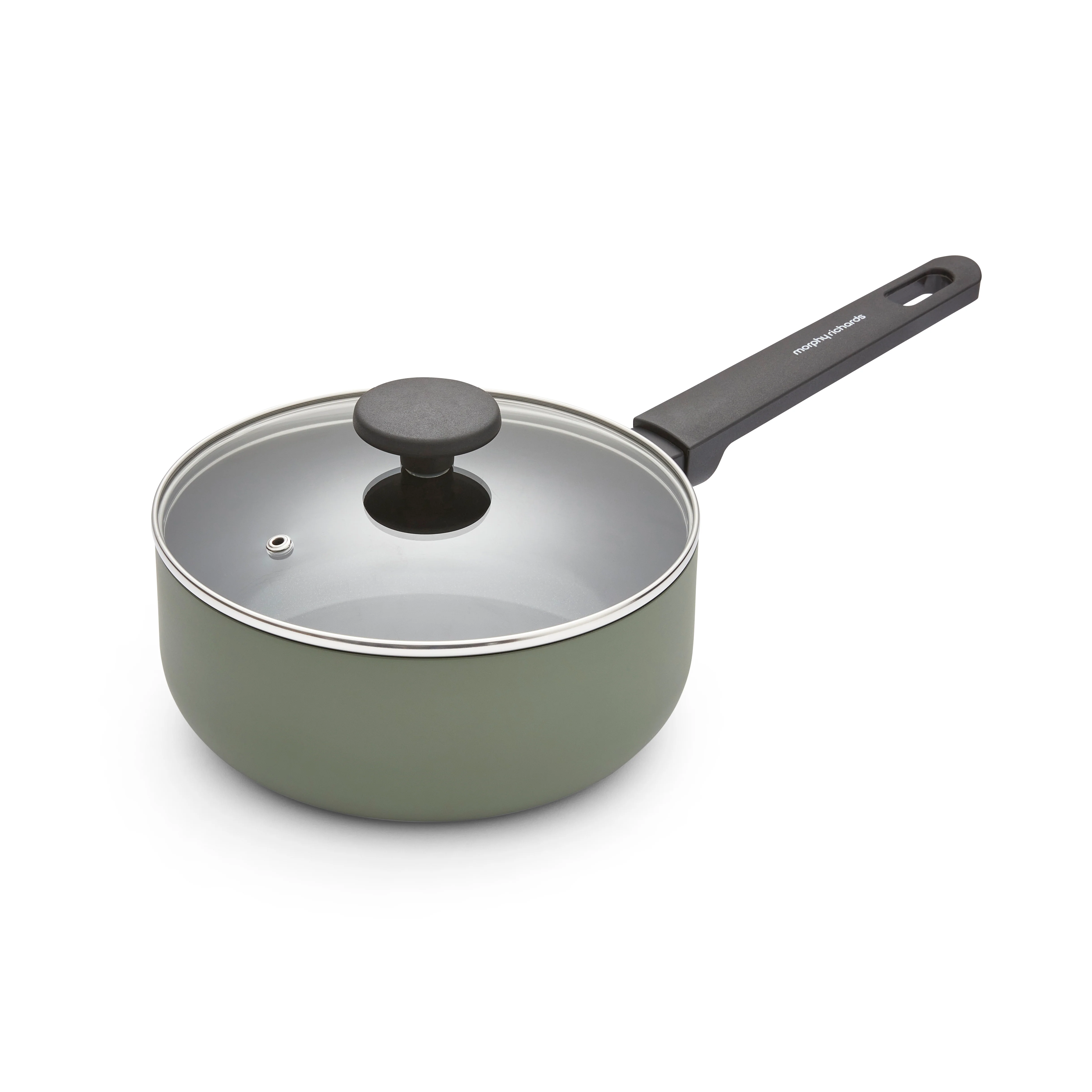 Morphy Richards 3 Piece Recycled Aluminium Saucepan Set - Green - Image 2