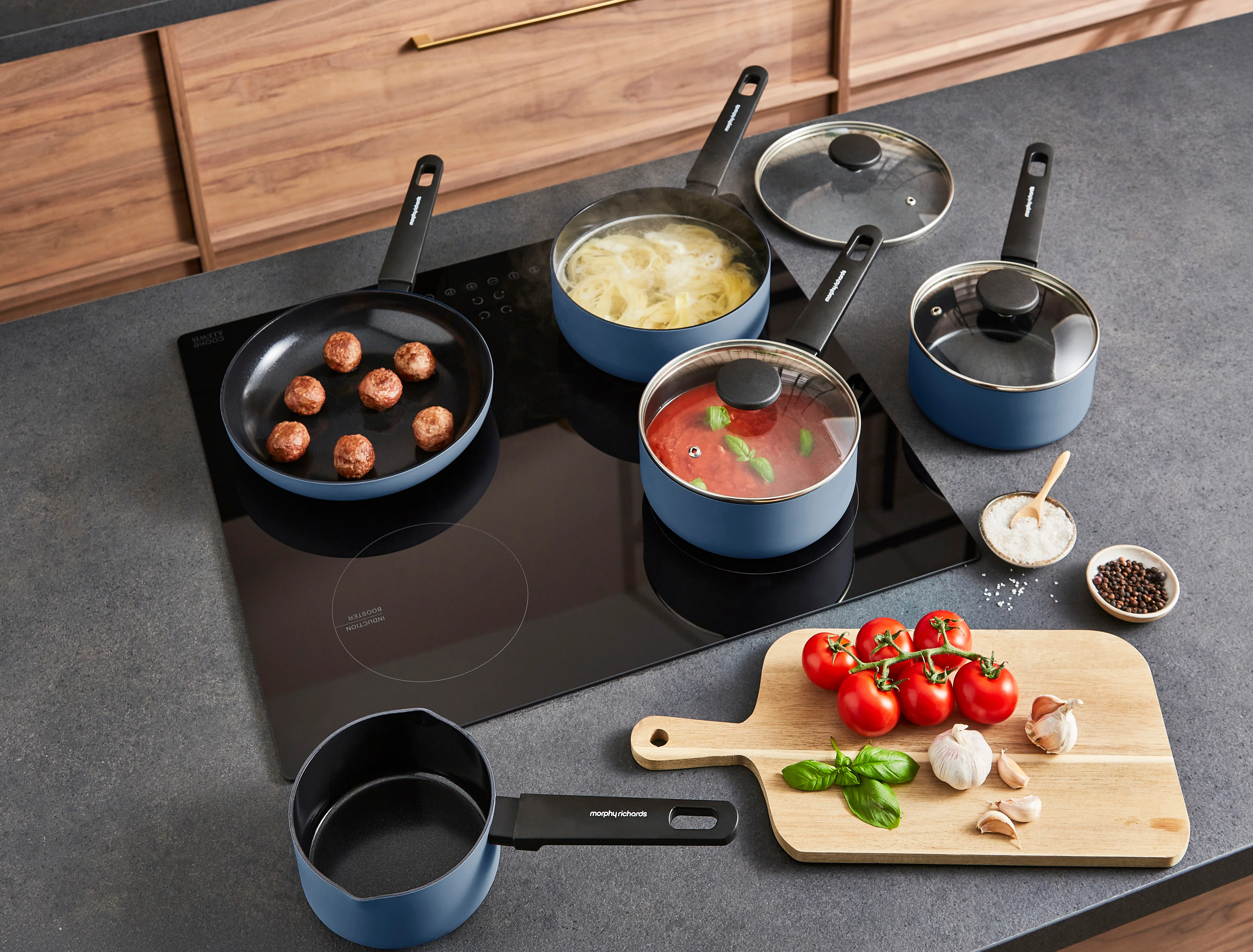 Morphy Richards 5 Piece Recycled Aluminium Saucepan Set - Blue - Image 8