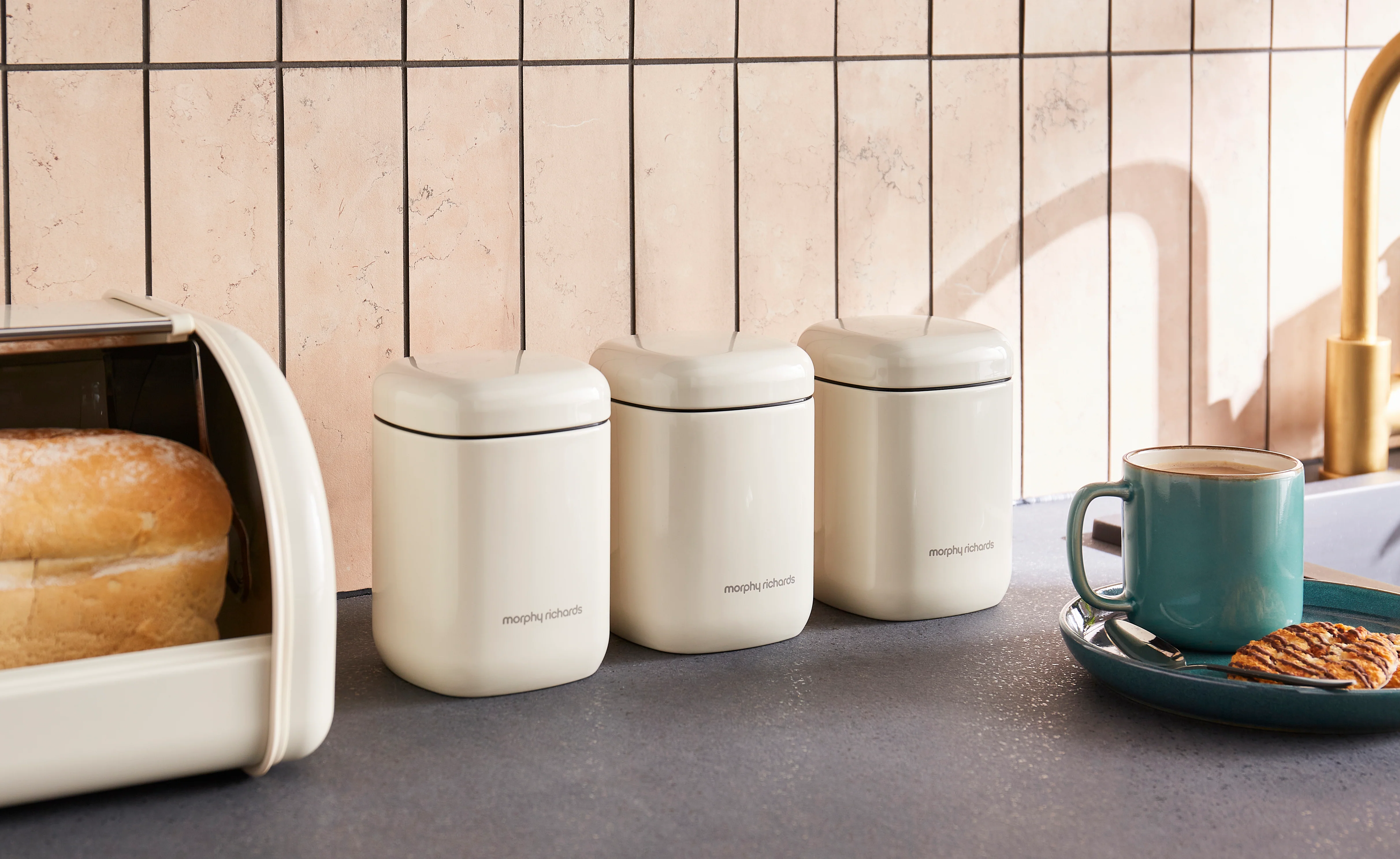Morphy Richards Equip 3 Storage Canisters Set - Cream - Image 2