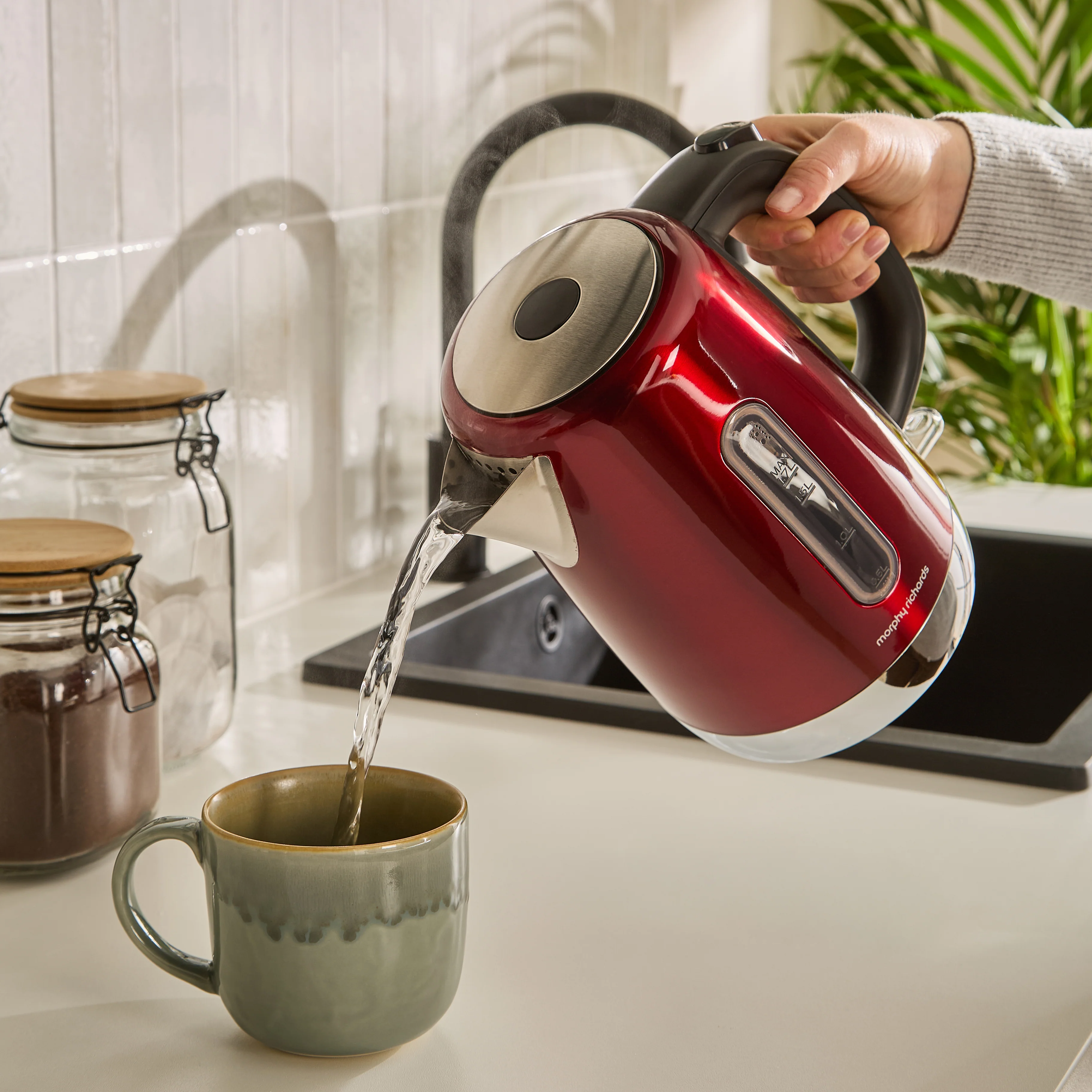 Morphy Richards Equip Morphy Metalic Red Kettle And Toaster Set - Image 12