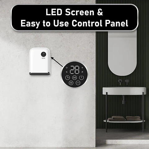 MYLEK Bathroom Heater 2KW Downflow With Thermostat, LED Display And Timer - Image 4