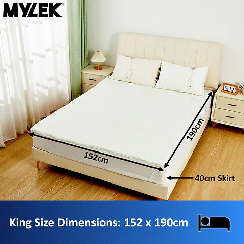 Mylek Electric Blanket King Size Bed Premium Fleece Underblanket Dual Control With Elasticated Skirt - Image 2