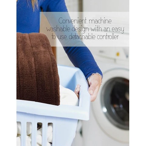 MYLEK Electric Heated Throw In Chocolate & Cream 9 Heat & Timer Settings, Easy To Use Digital Control, Machine Washable - Image 6