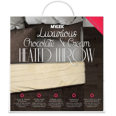 MYLEK Electric Heated Throw In Chocolate & Cream 9 Heat & Timer Settings, Easy To Use Digital Control, Machine Washable - Image 7