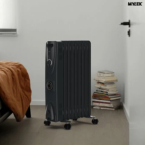 MYLEK Oil Filled Heater Radiator Thermostat 3 Heat Settings And Timer Charcoal Grey - Image 2