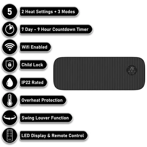 MYLEK Overdoor Black Air Curtain Heater Fan 2000W, Smart WIFI App Or Remote Control 2kw - Image 2