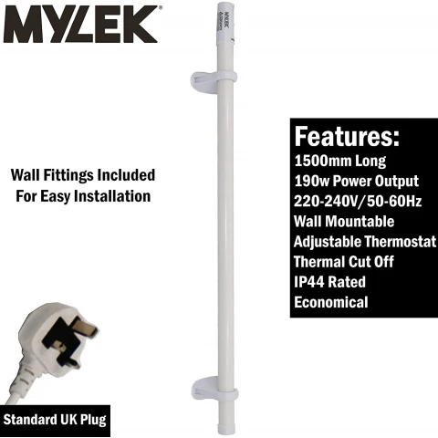 Mylek Tubular Heater 60W - 340mm - Low Energy Tube - Built in Digital Timer Thermal Cut Out - Mounting Brackets Greenhouse, Garage - Image 10