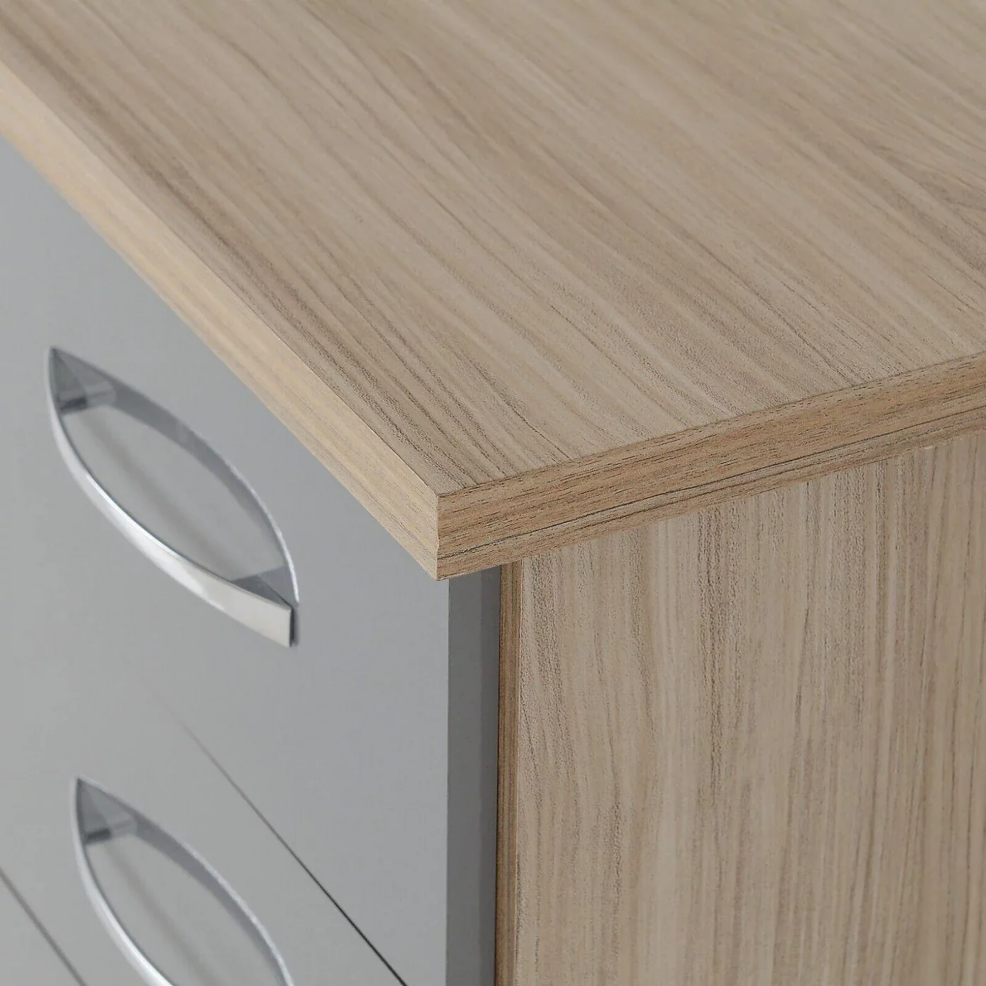 NEVADA 3 DRAWER BEDSIDE - GREY GLOSS/LIGHT OAK EFFECT VENEER - Image 7