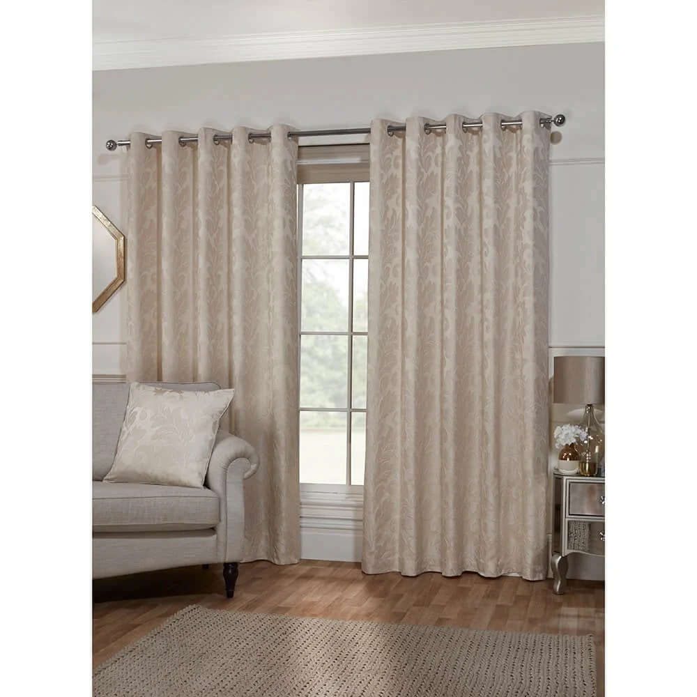 Nice Lined Eyelet Curtains - Natural