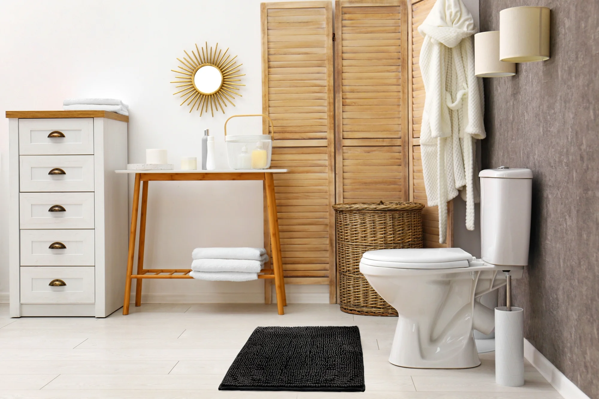 Noodle Soft Touch Non-Slip Bathroom Rug in Black - Image 5
