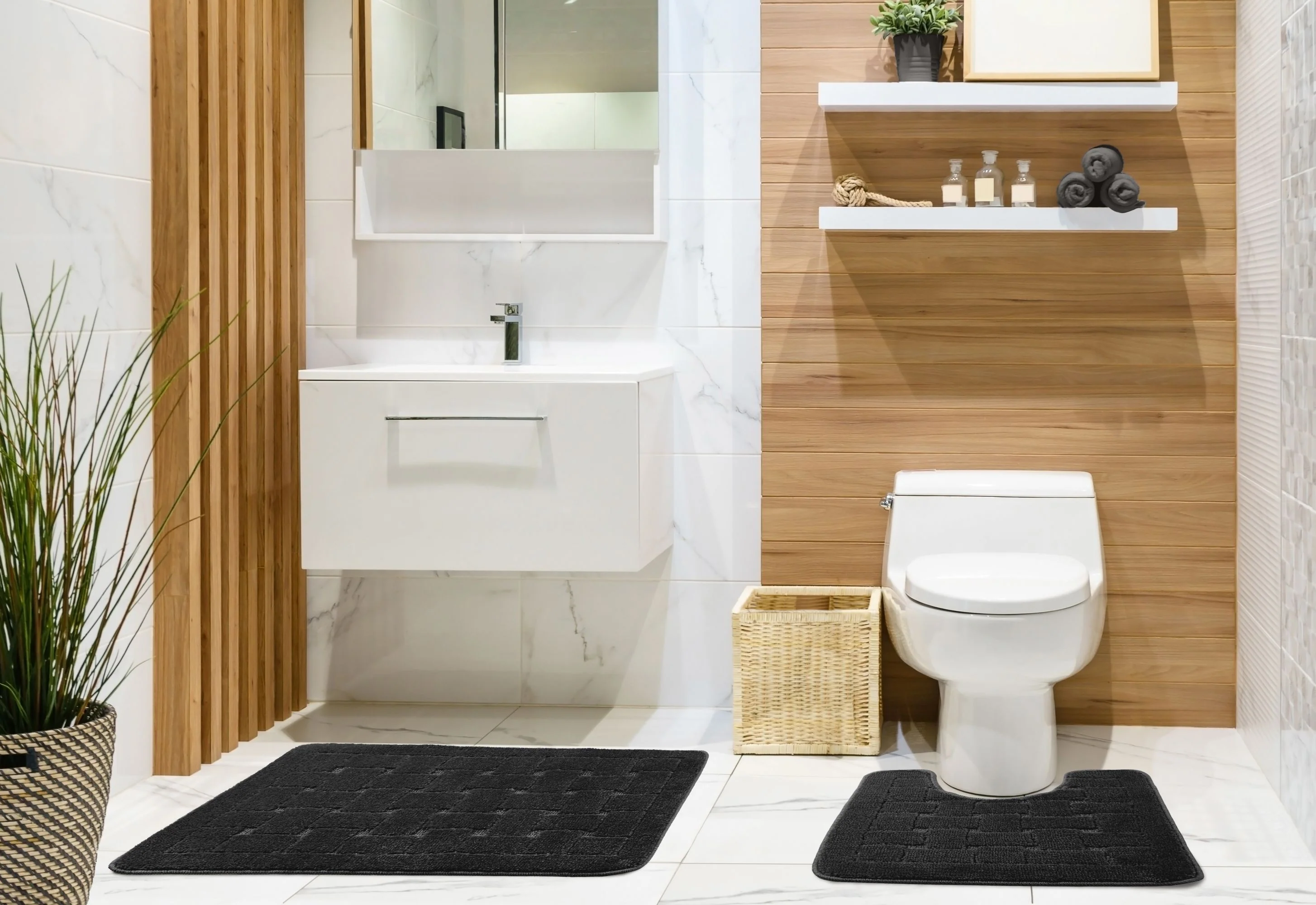 Orkney - Crosshatch 2 Pc Bath Set in Black - Image 2