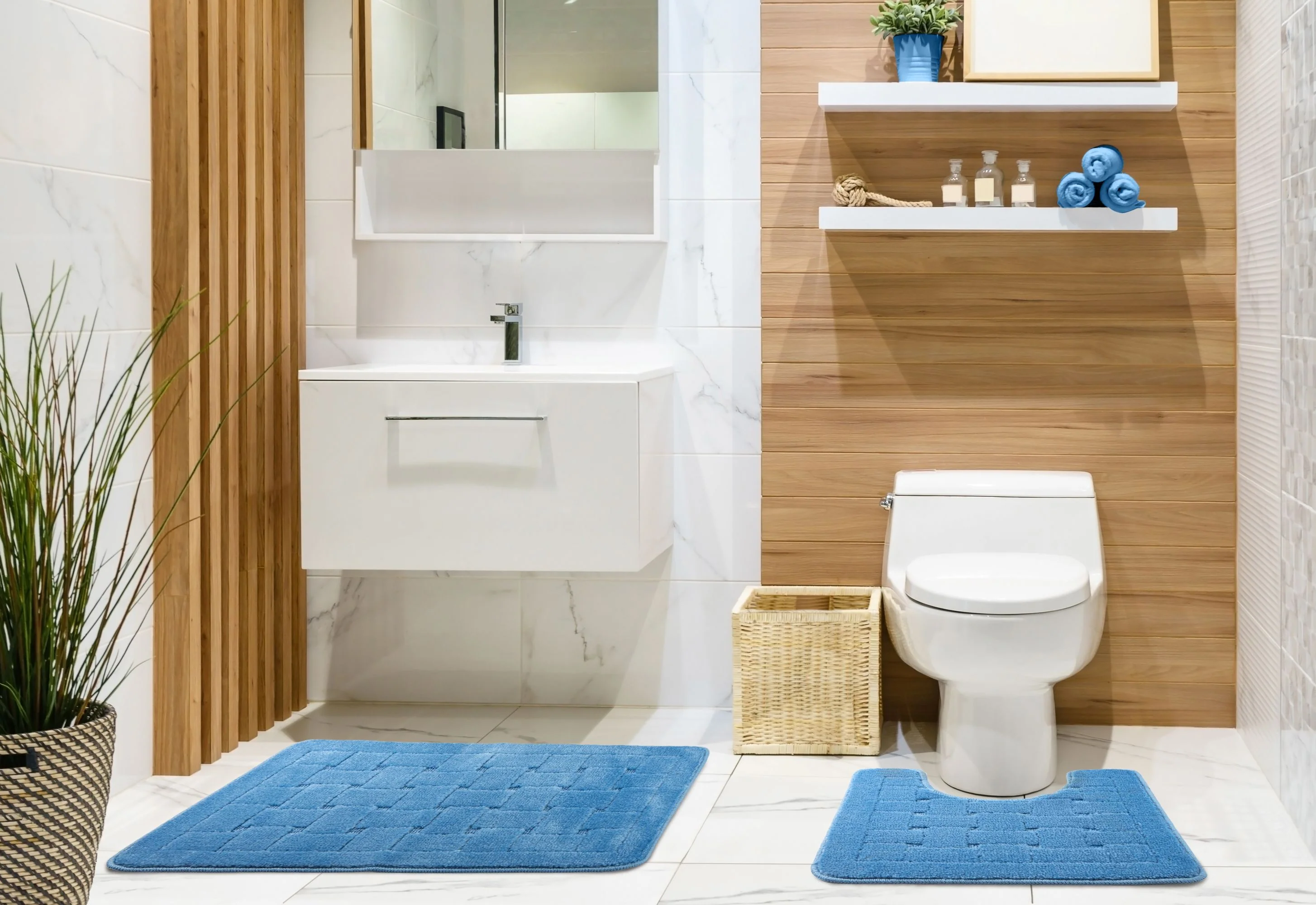 Orkney - Crosshatch 2 Pc Bath Set in Blue - Image 2