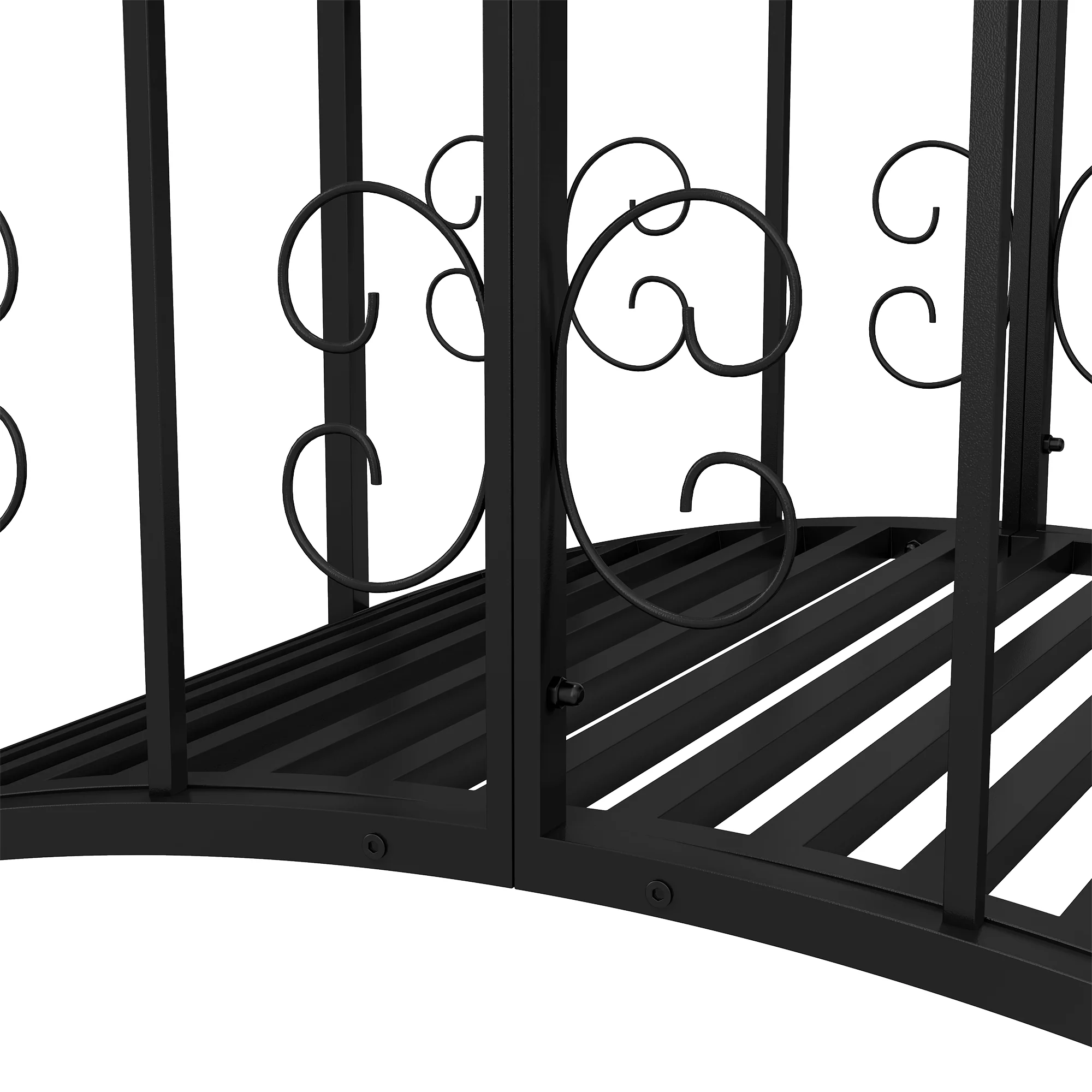 Outsunny 1.2M Classic Scrollwork Arch Bridge for Pond Creek Stream Border, Black - Image 8