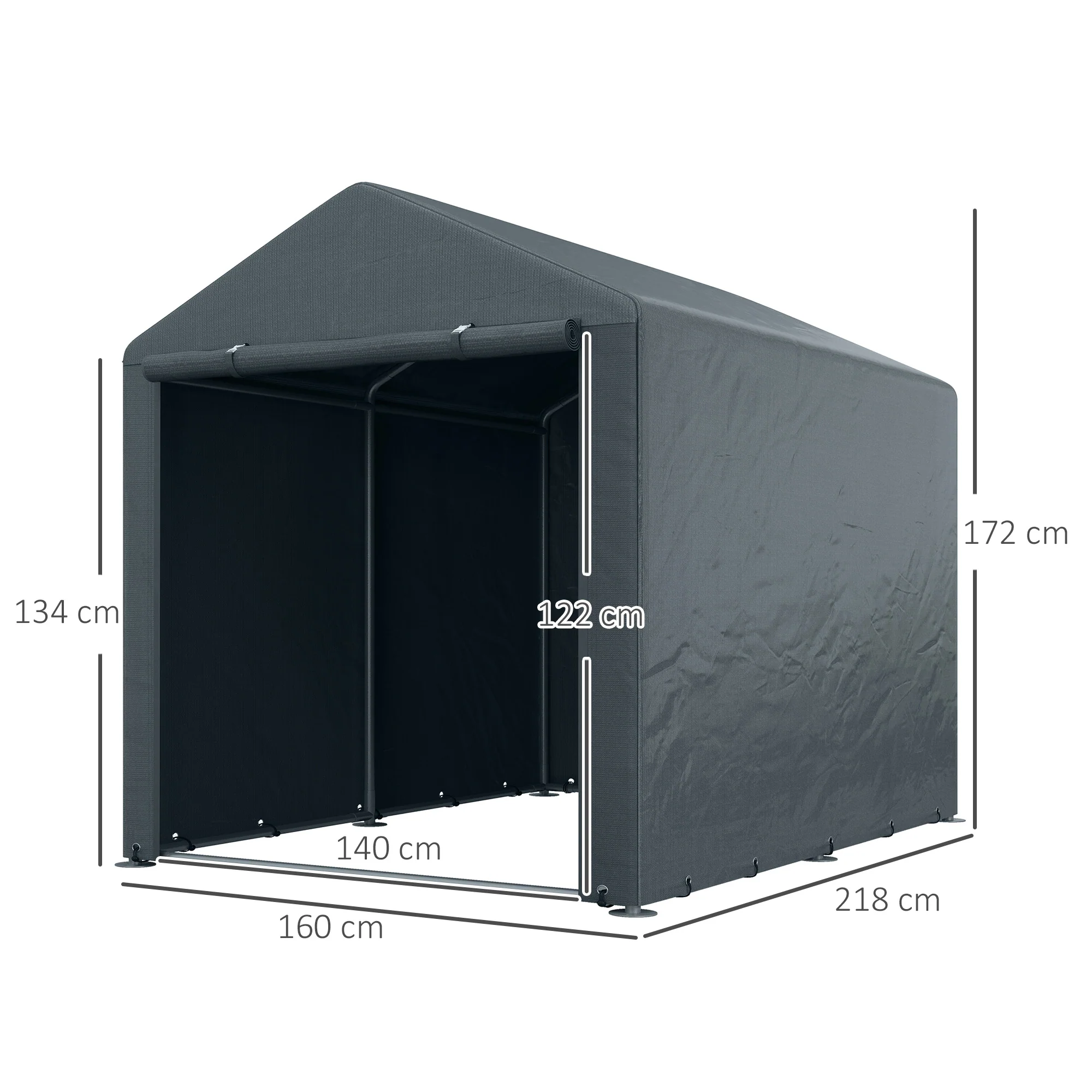 Outsunny 1.6 x 2.2m Garden Storage Shed Portable Shed Tent, Dark Grey - Image 5