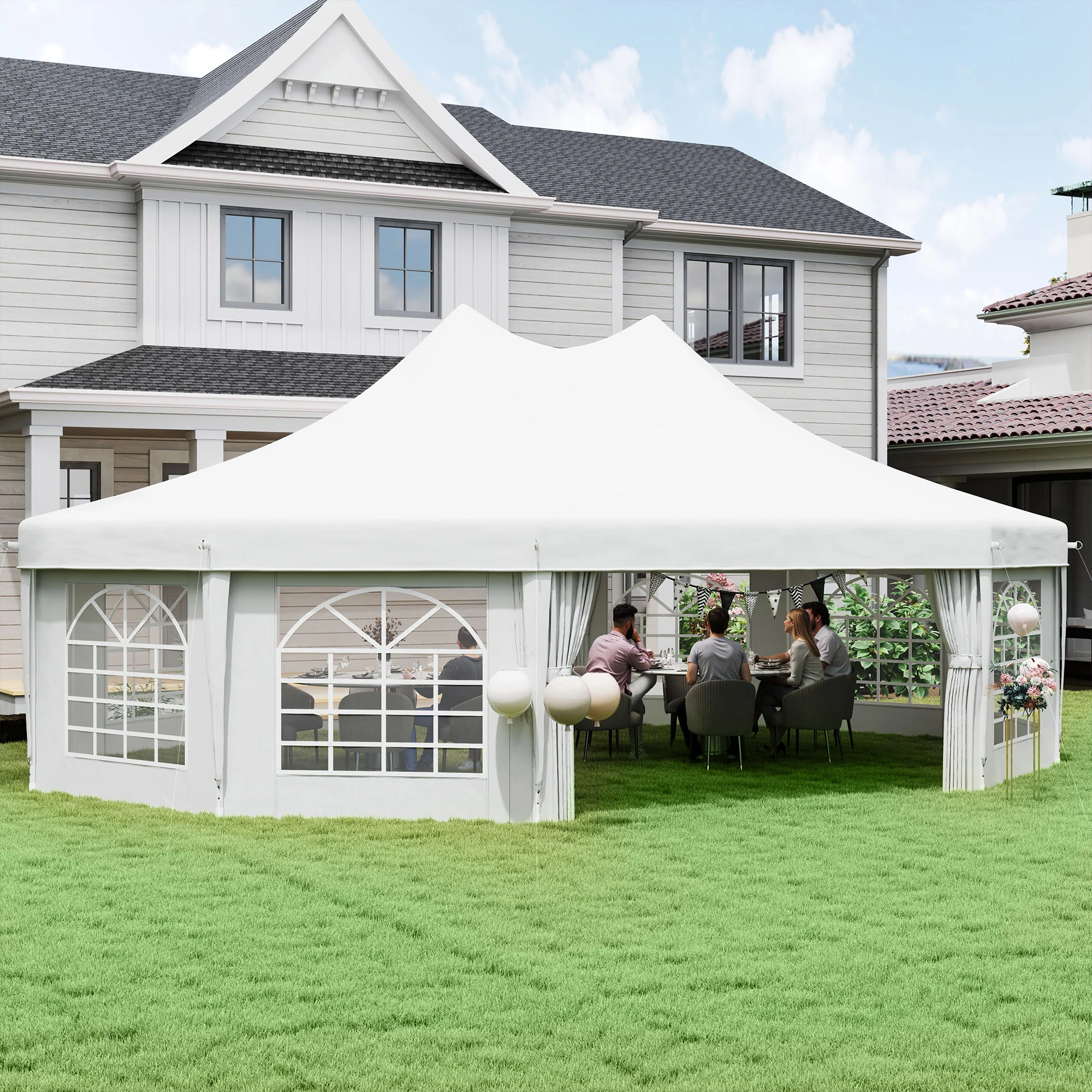 Outsunny 10 Sides Heavy Duty Tent Gazebo Outdoor Party Wedding Event Marquee - Image 2