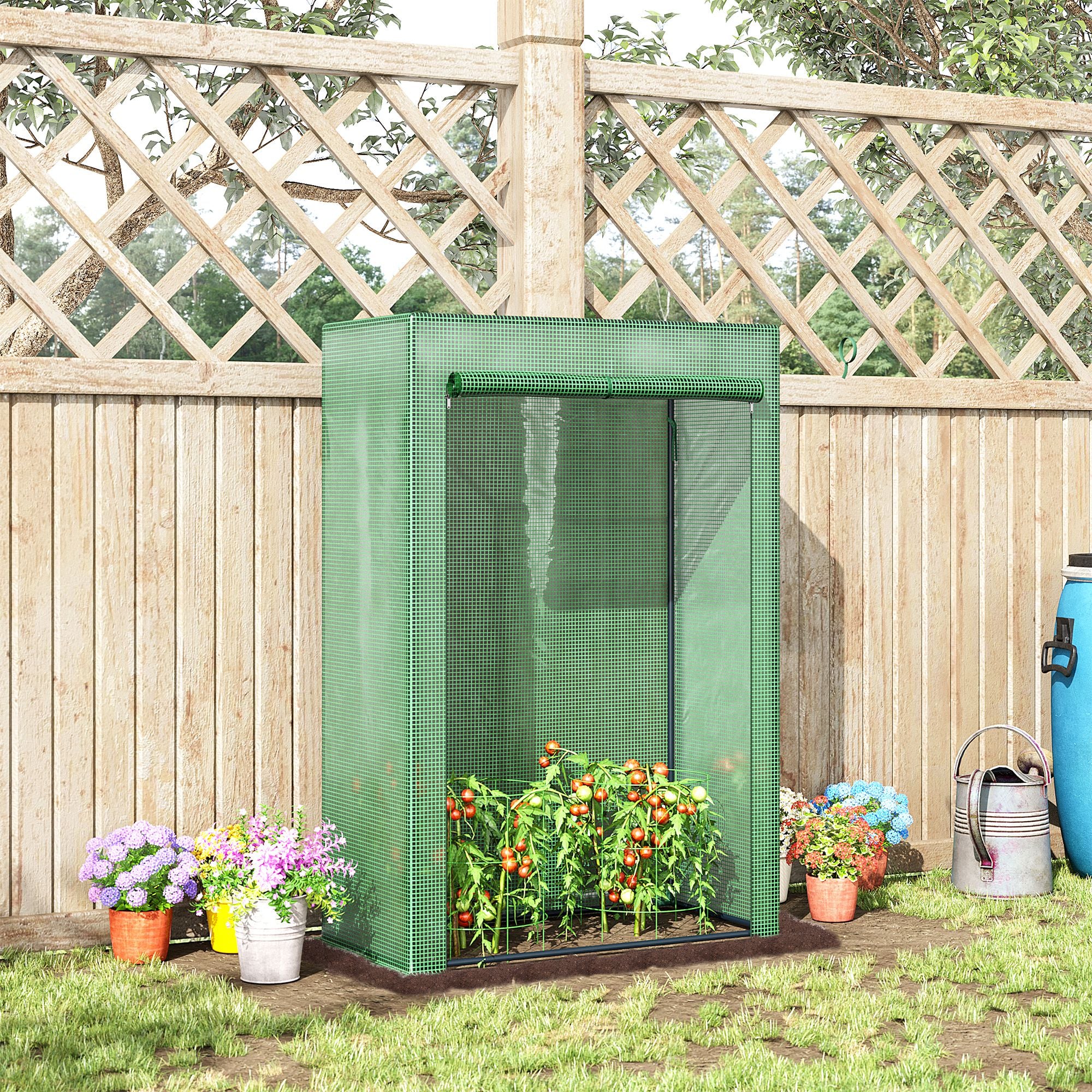 Outsunny 100 x 50 x 150cm Greenhouse w/ Zipper Roll-up Door Outdoor Green - Image 2