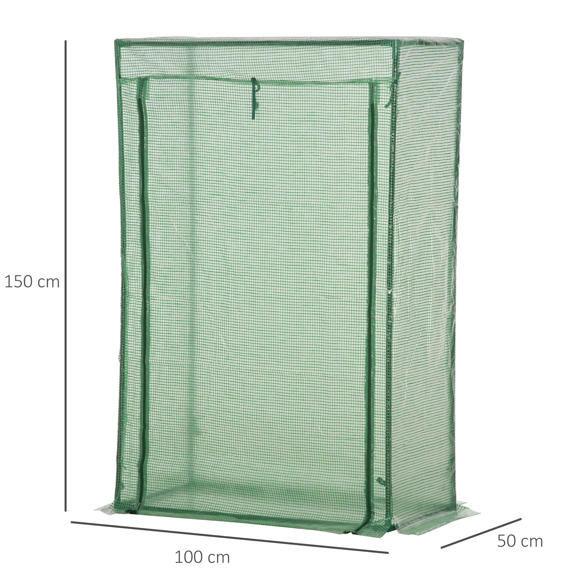 Outsunny 100 x 50 x 150cm Greenhouse w/ Zipper Roll-up Door Outdoor Green - Image 5