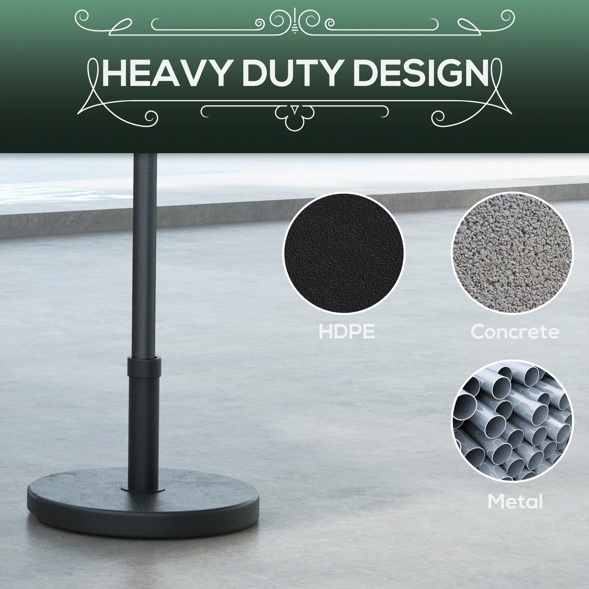 Outsunny 15kg Concrete Parasol Base Heavy Duty Round Umbrella Stand - Image 4