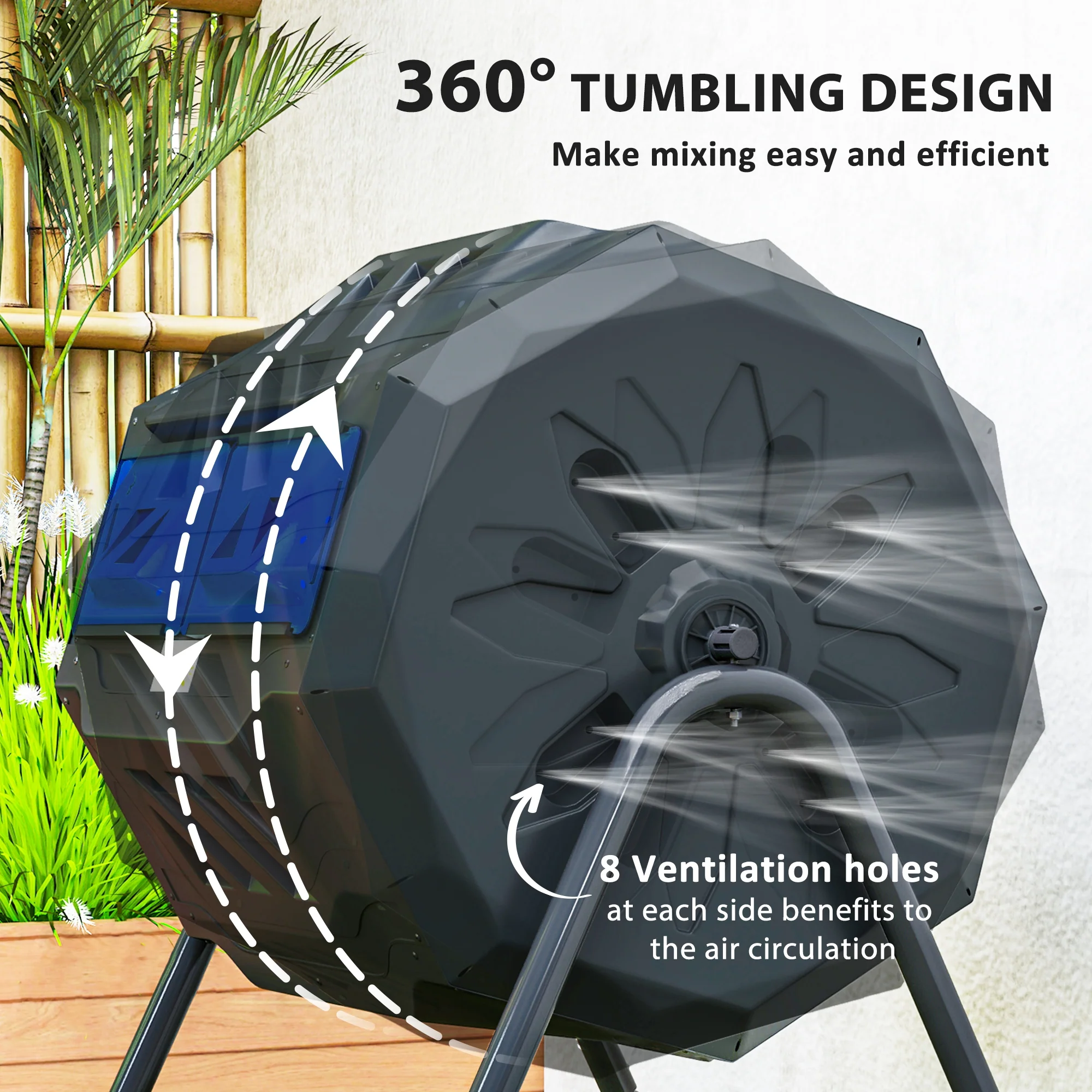 Outsunny 160L Outdoor Tumbling Compost Bin With Dual Chamber - Image 13