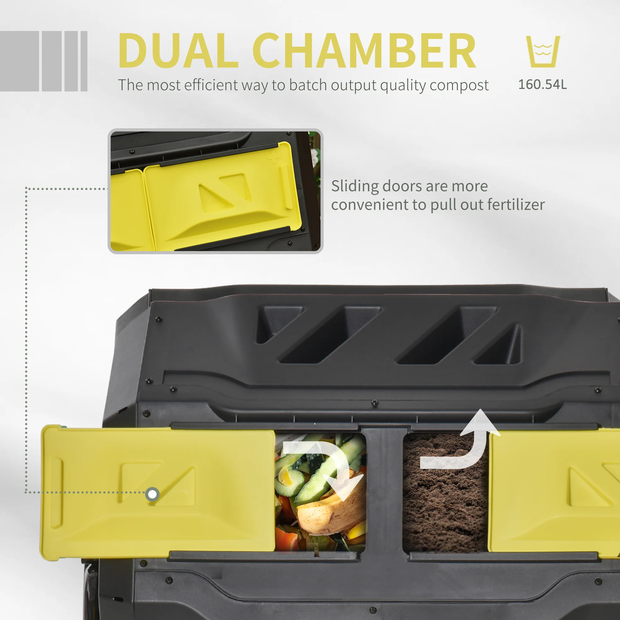 Outsunny 160L Outdoor Tumbling Compost Bin With Dual Chamber - Image 21