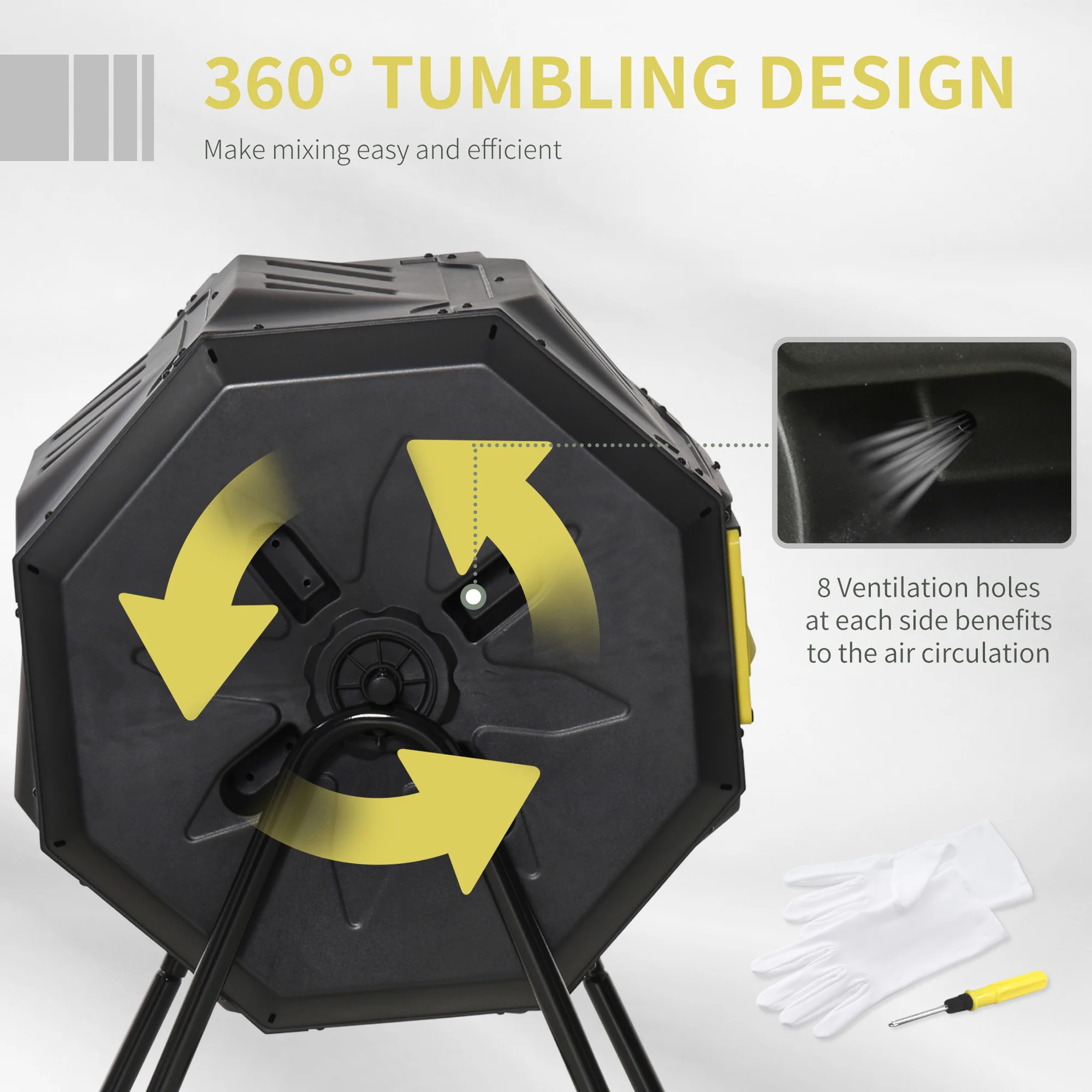 Outsunny 160L Outdoor Tumbling Compost Bin With Dual Chamber - Image 22