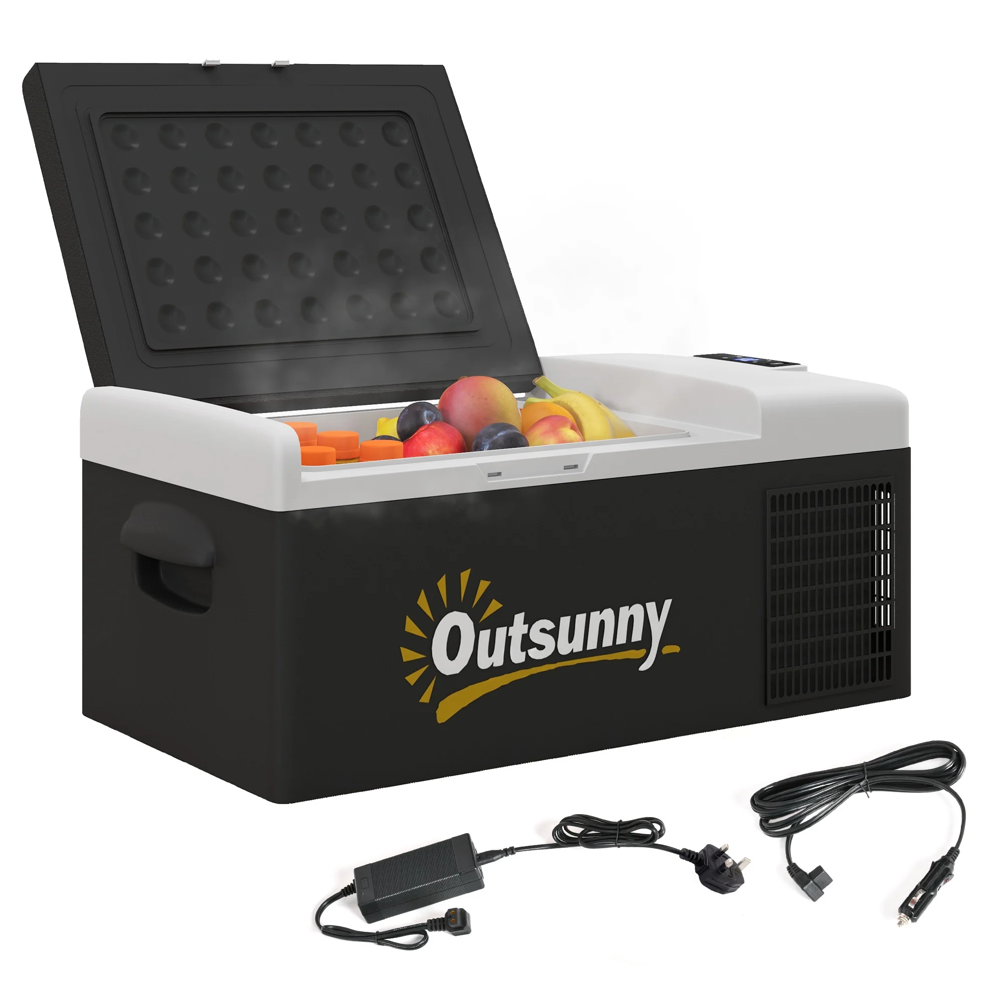 Outsunny 16L Car Refrigerator Fridge Freezer, 12/24V DC and 100-240V AC, Khaki - Image 10