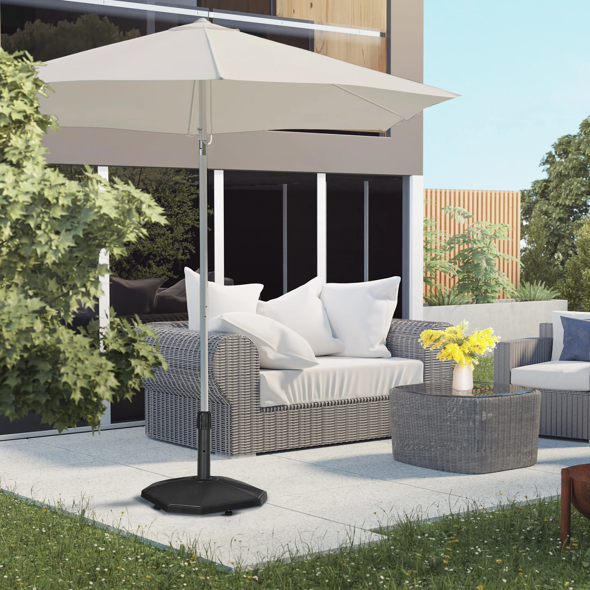 Outsunny 18kg Patio Parasol Base Concrete Outdoor Umbrella Stand Holder Black - Image 2