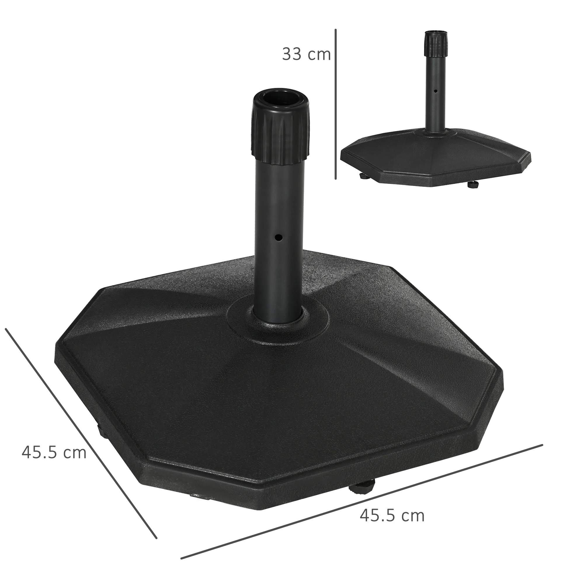 Outsunny 18kg Patio Parasol Base Concrete Outdoor Umbrella Stand Holder Black - Image 5