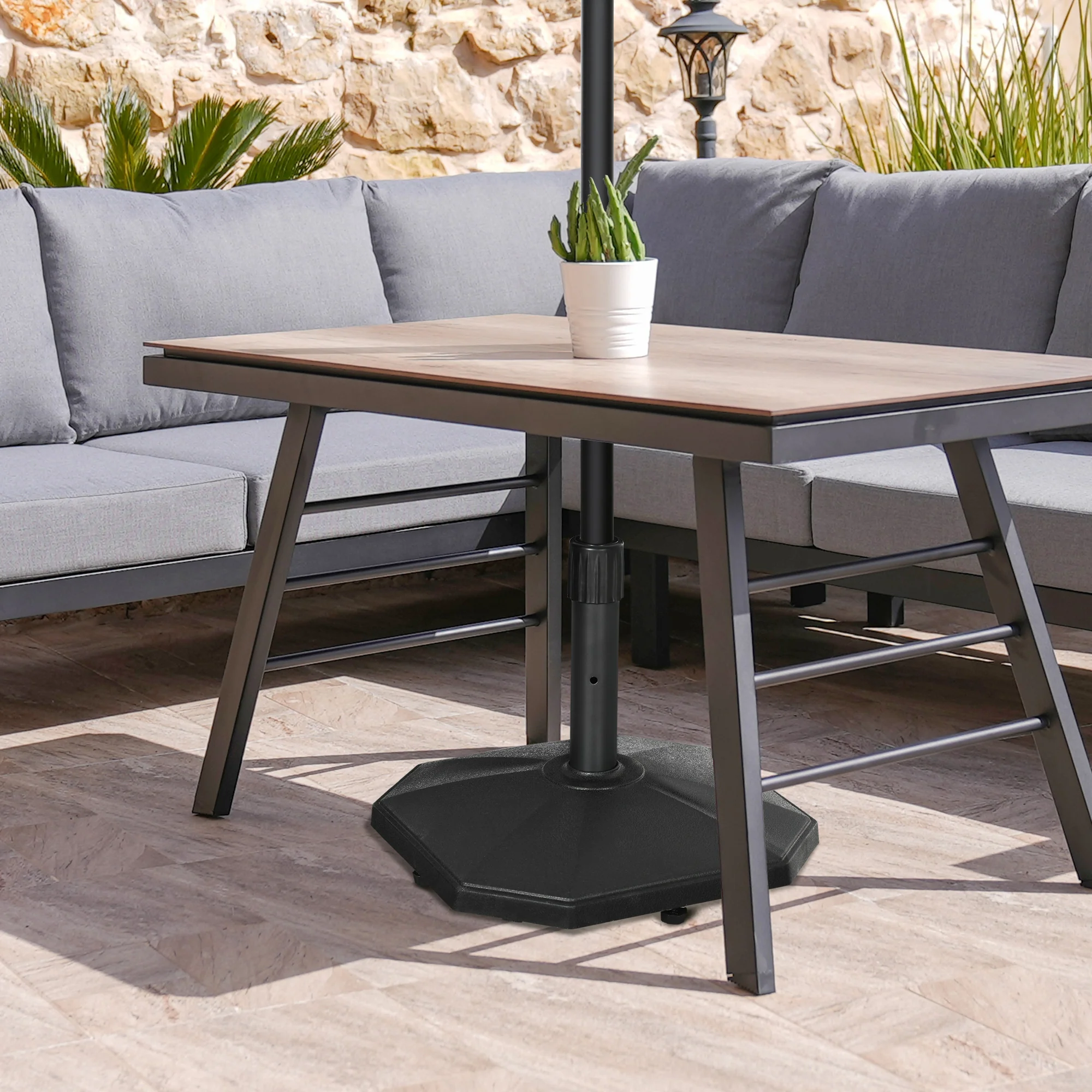 Outsunny 18kg Patio Parasol Base Concrete Outdoor Umbrella Stand Holder Black - Image 8
