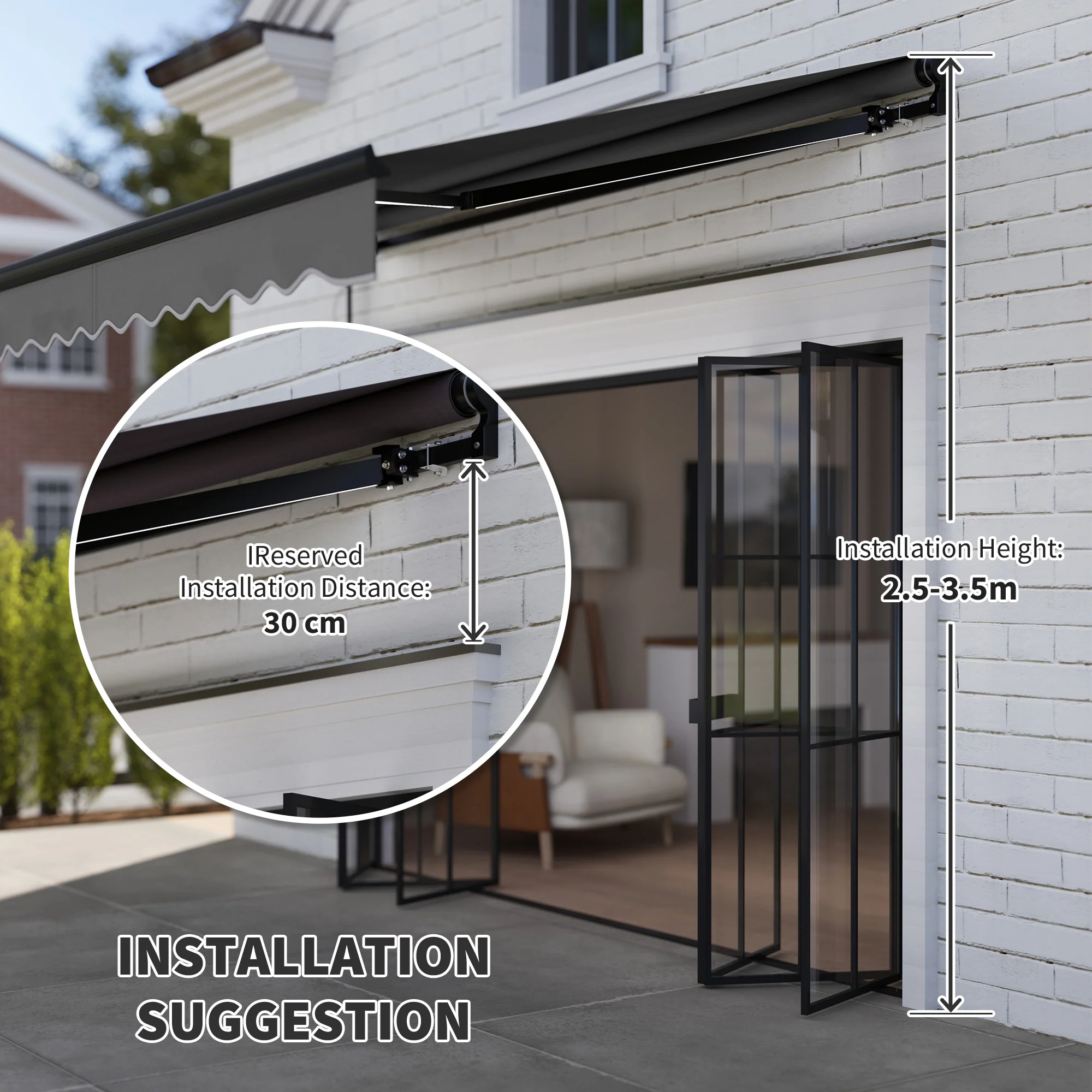 Outsunny 2.5 X 2m Electric Awning With LED Light And Remote Controller - Image 17
