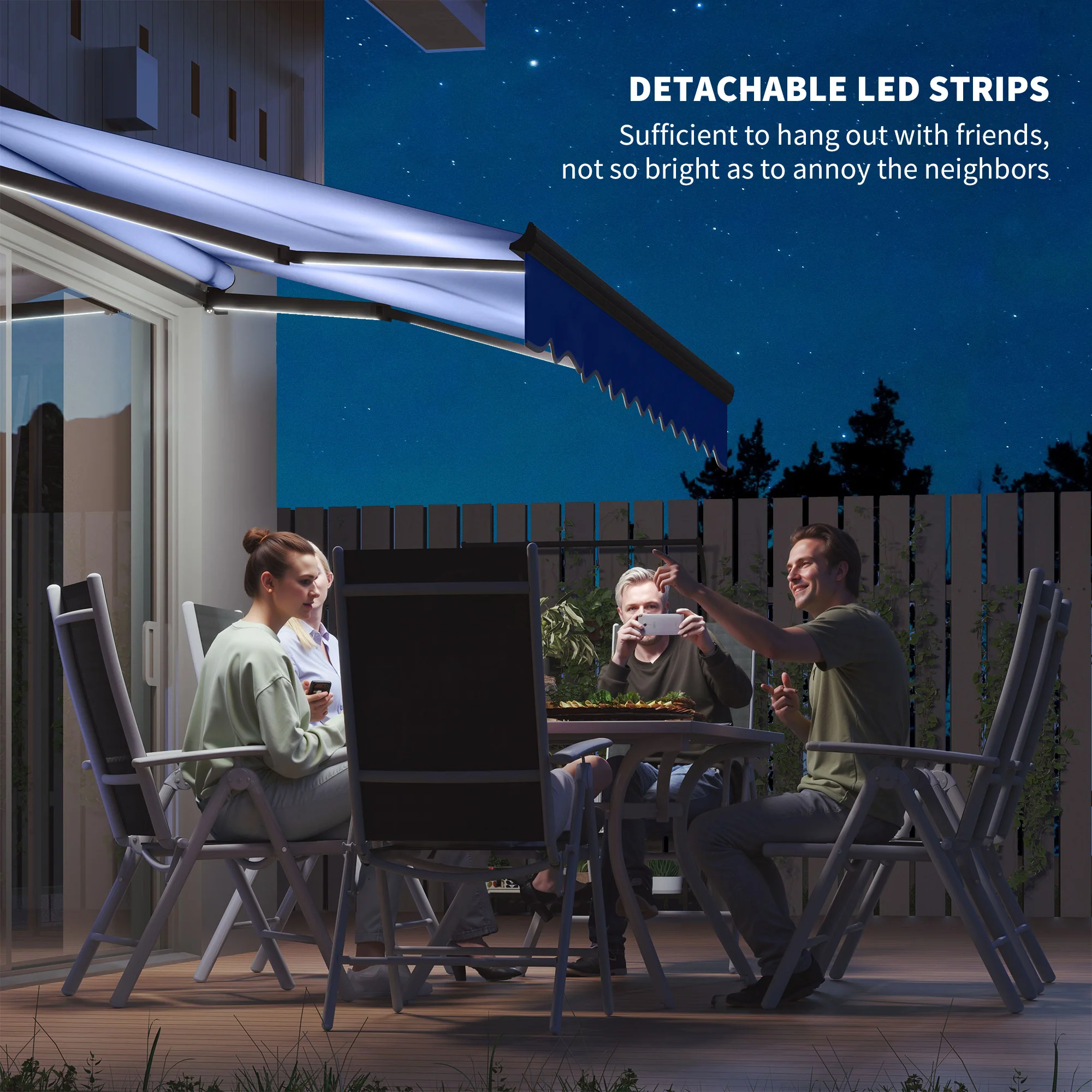Outsunny 2.5 X 2m Electric Awning With LED Light And Remote Controller - Image 4