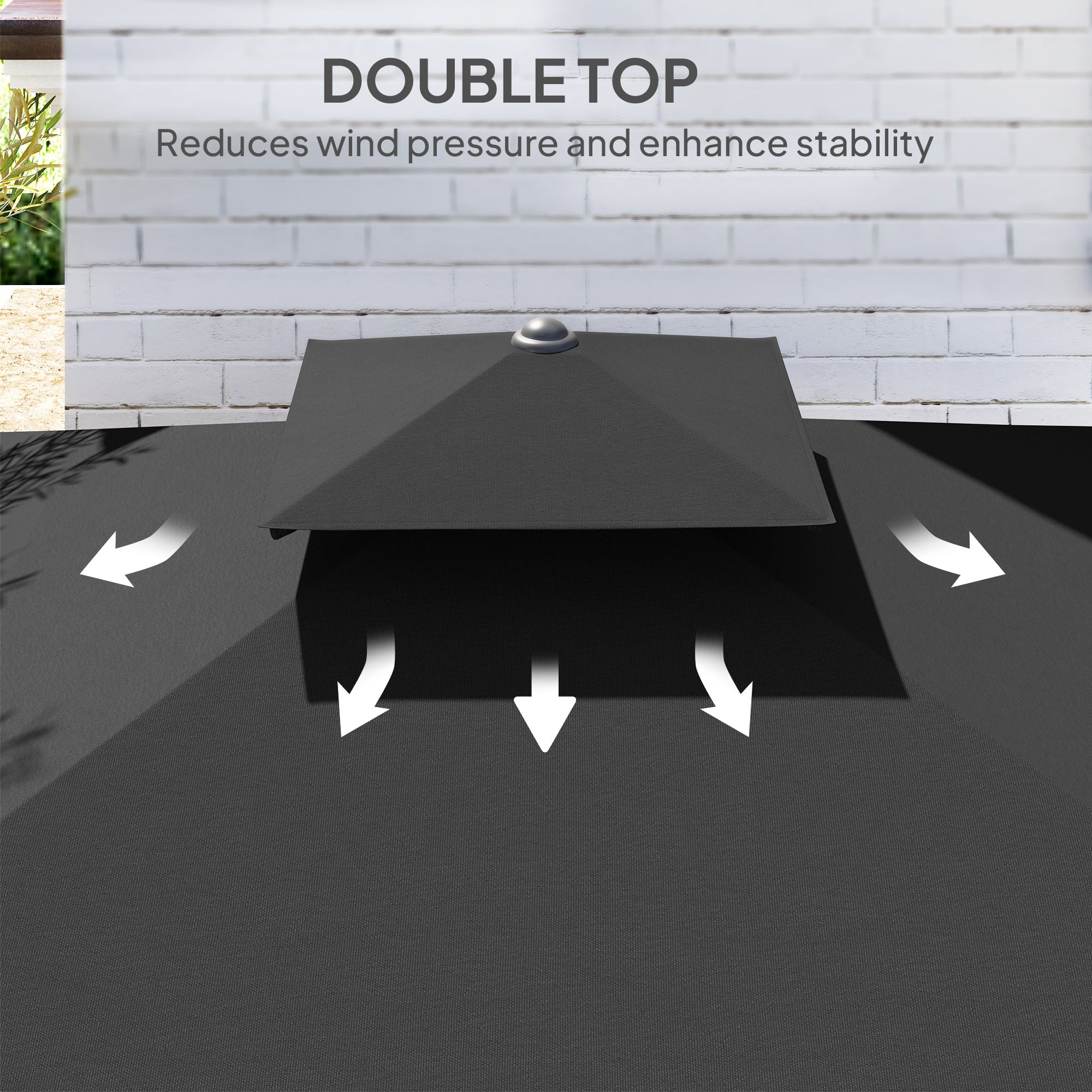 Outsunny 2.5m Cantilever Garden Parasol Umbrella With Cross Base - Image 6