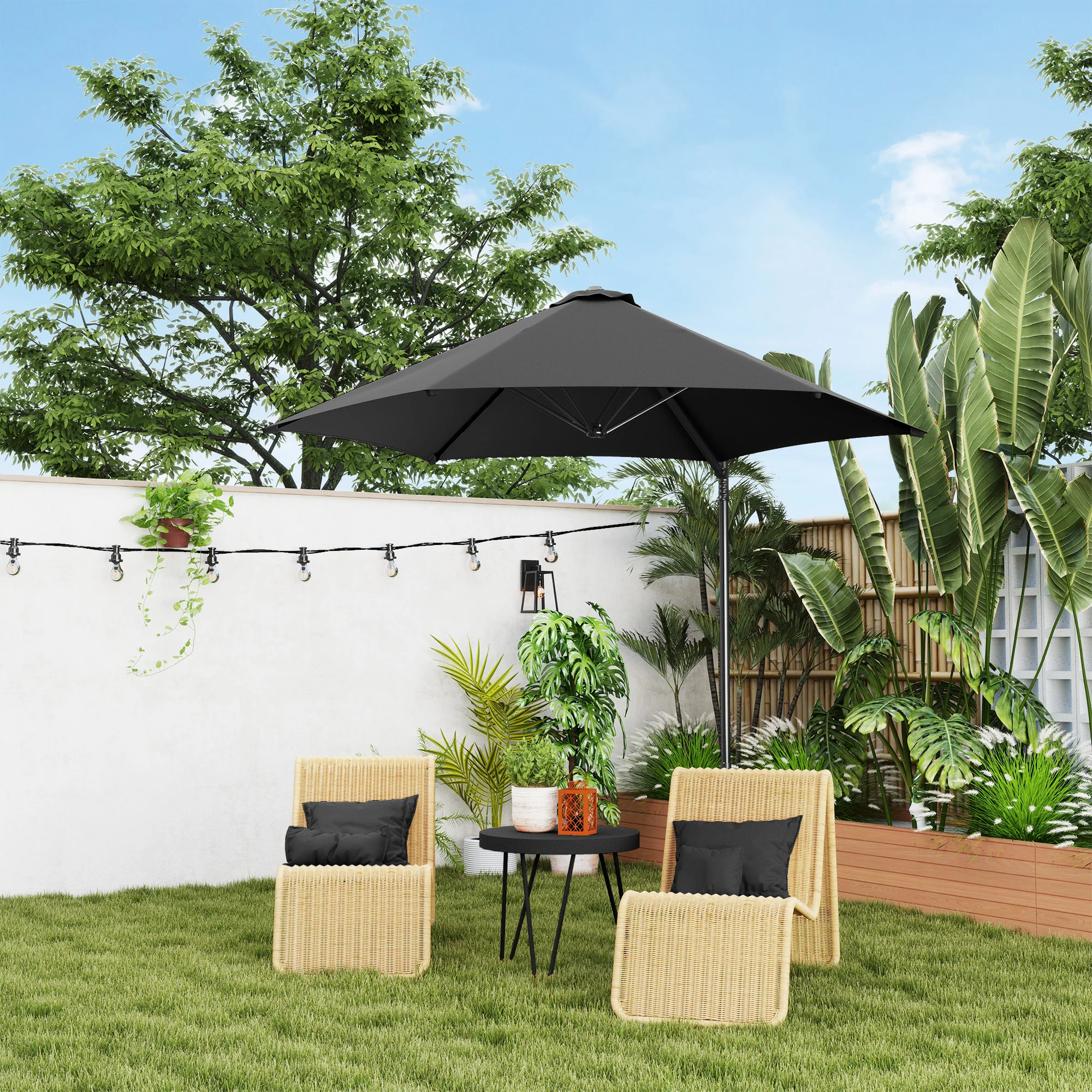 Outsunny 2.5M Offset Roma Patio Umbrella W/ 360° Rotation - Image 2