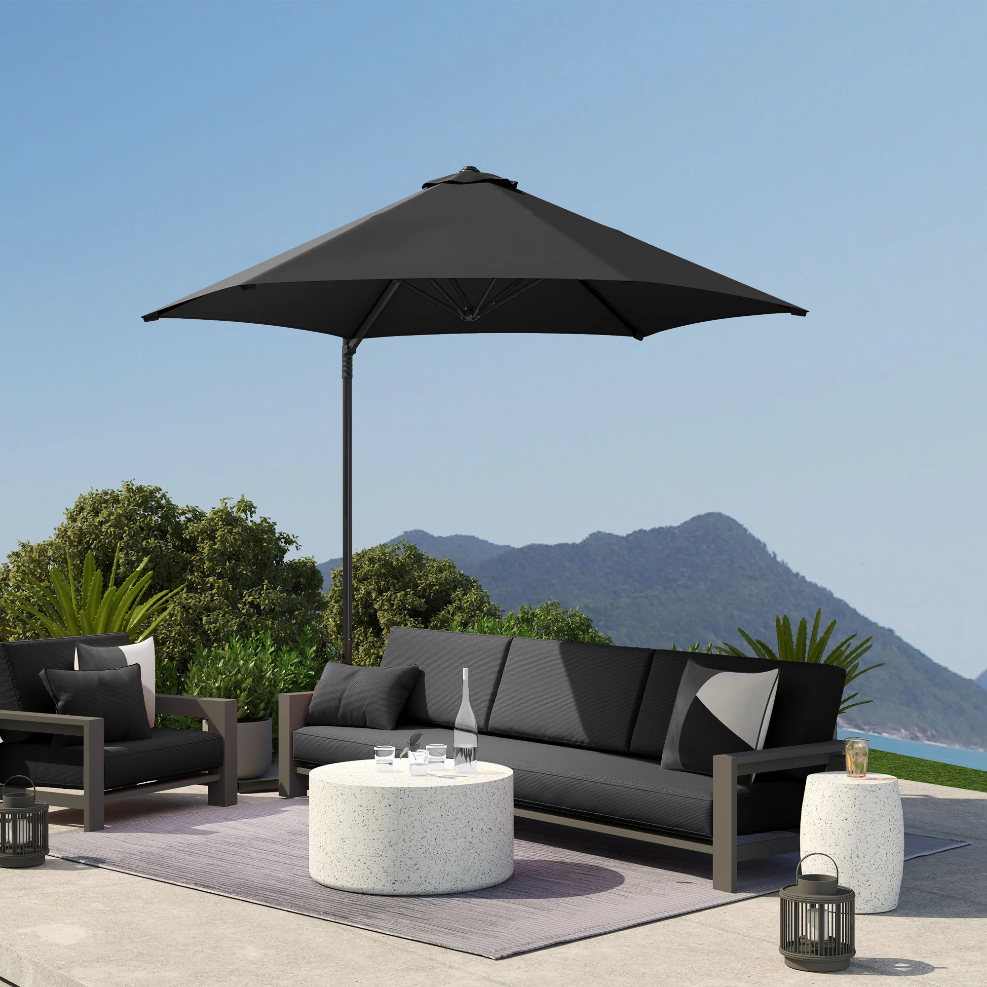 Outsunny 2.5M Offset Roma Patio Umbrella W/ 360° Rotation - Image 8