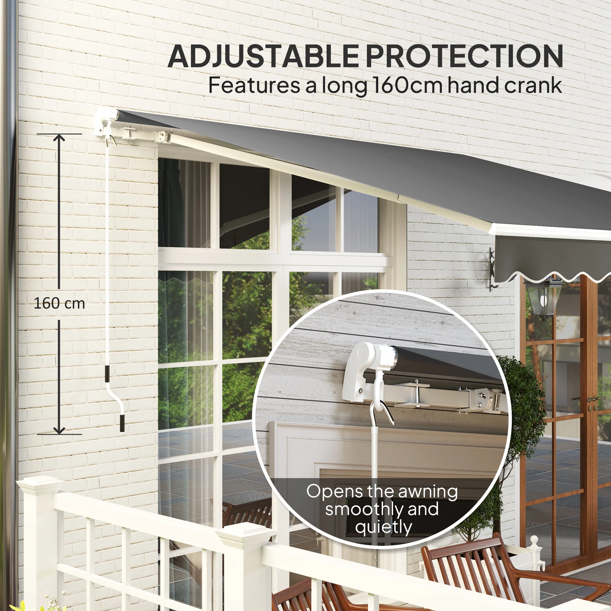 Outsunny 2.95 x 2.5m Canopy Sun Shade Shelter with Crank Handle - Image 15