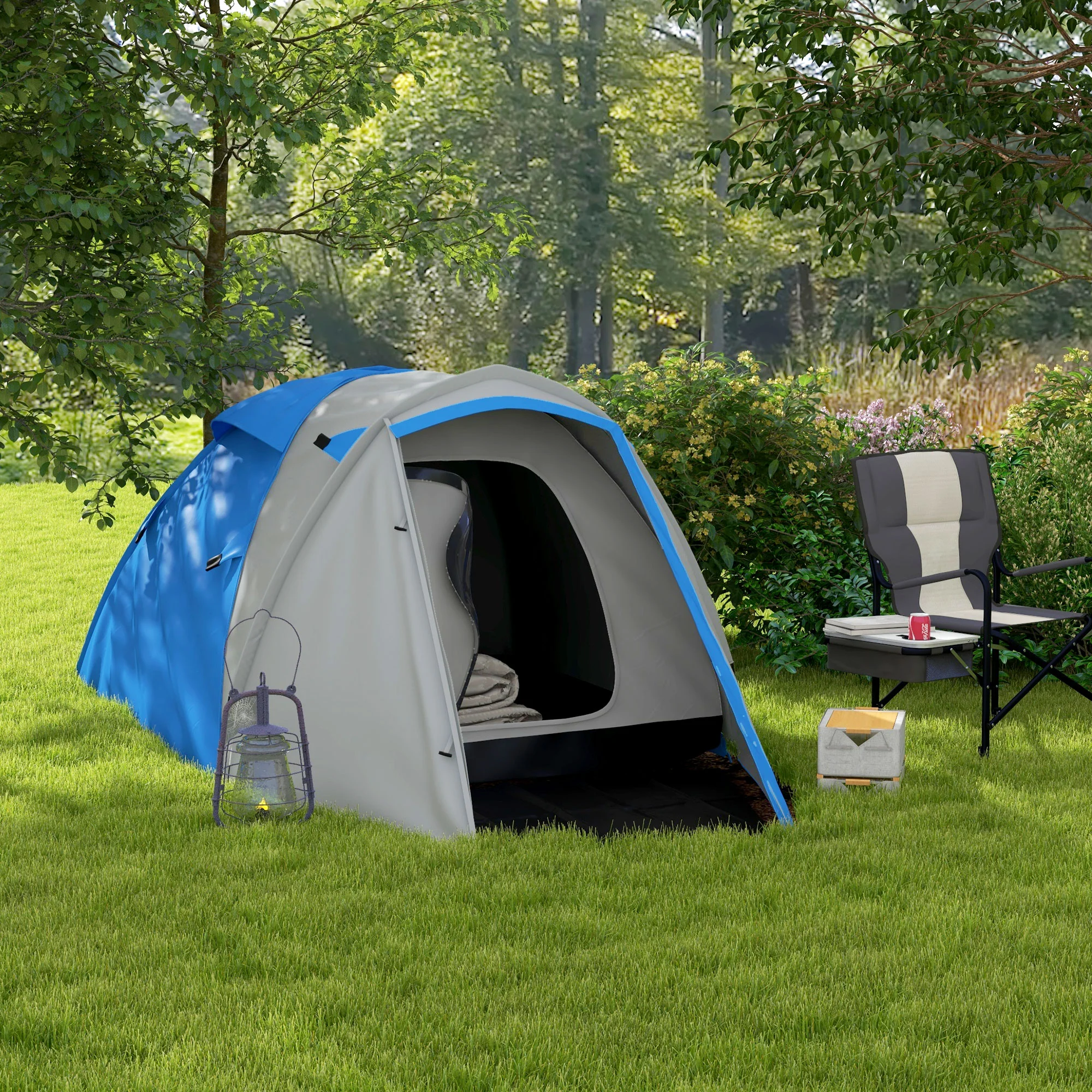 Outsunny 2 Man Camping Tent with Living Area, 2000mm Waterproof, Yellow - Image 10