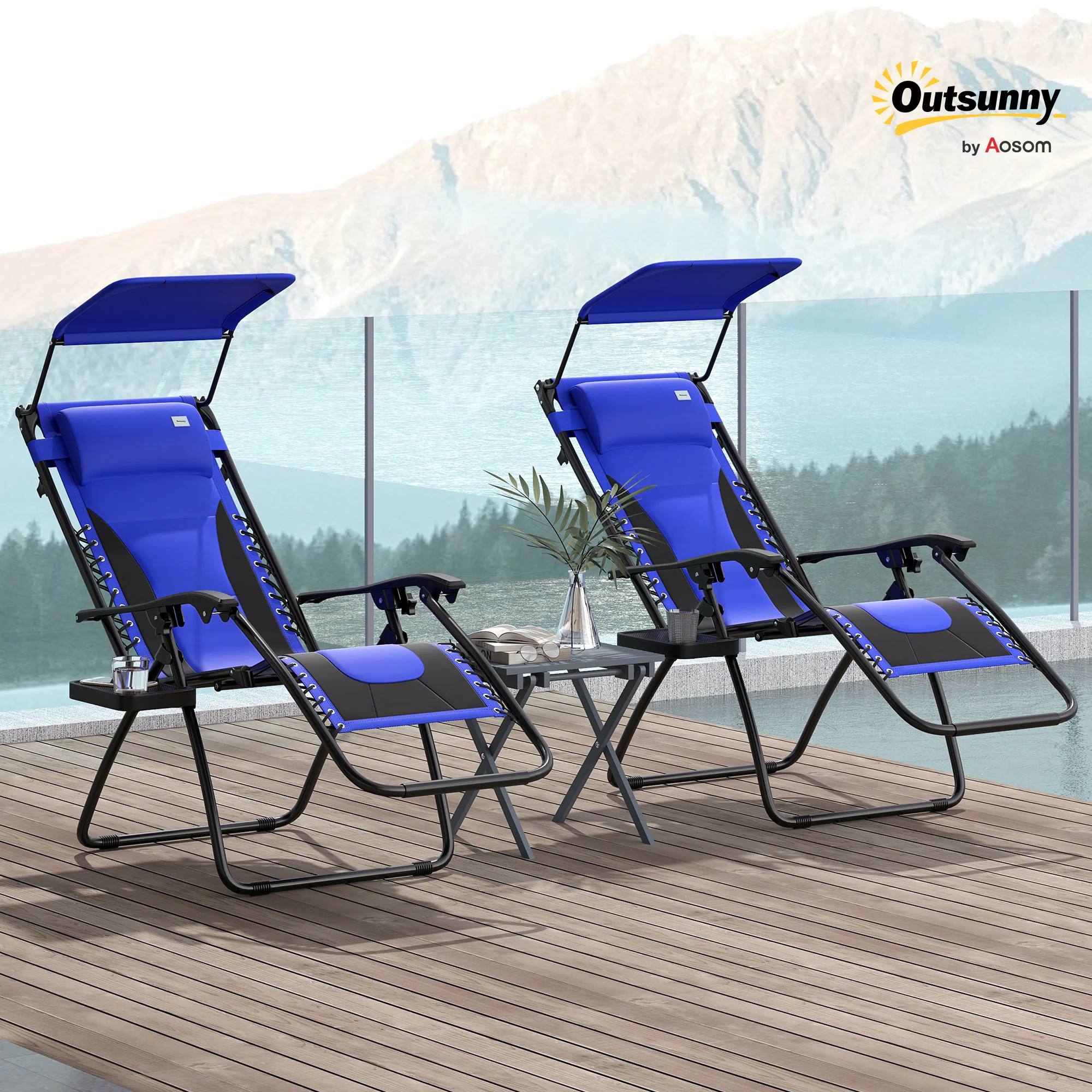 Outsunny 2 Pcs Zero Gravity Lounger Chair, Folding Reclining Chair - Image 20