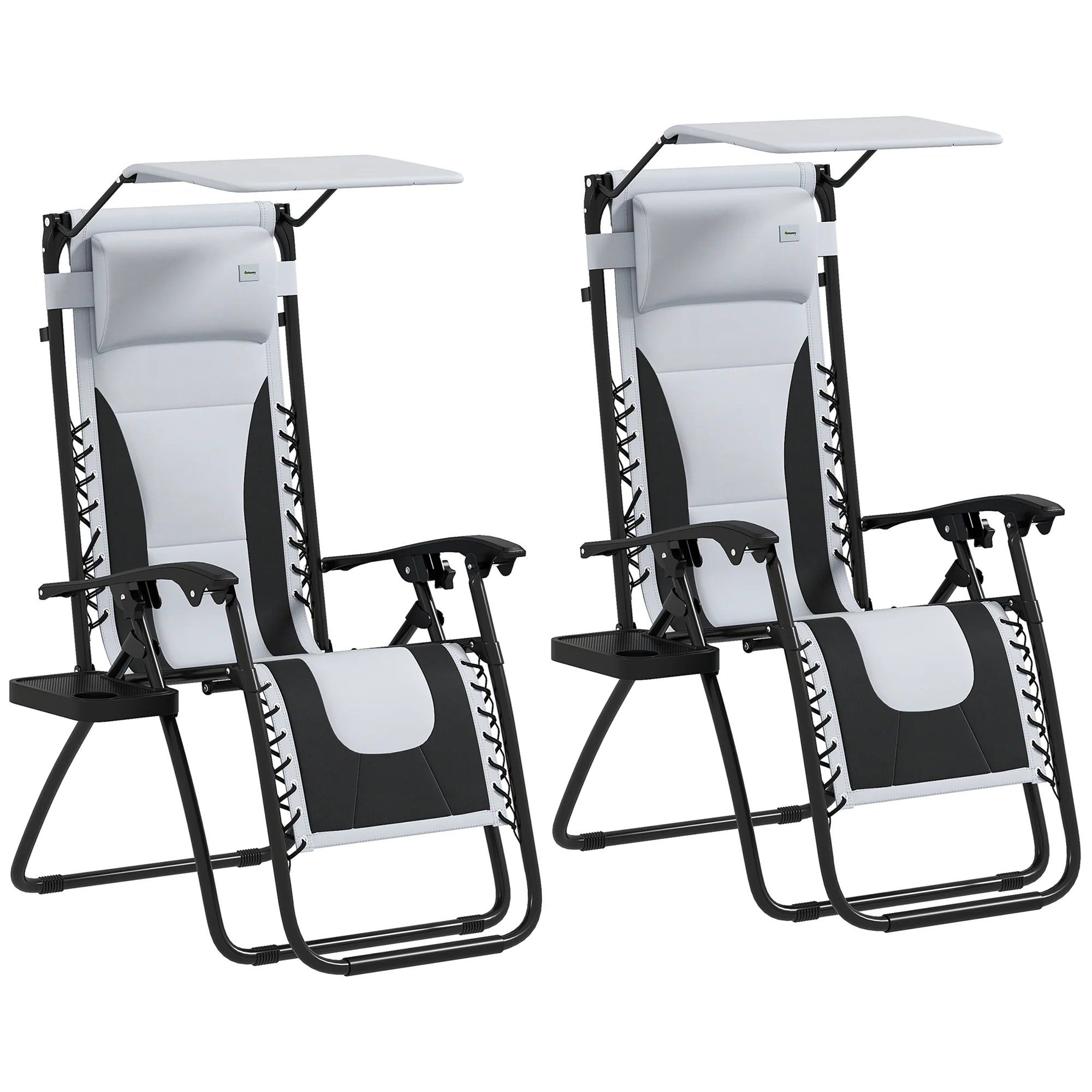 Outsunny 2 Pcs Zero Gravity Lounger Chair, Folding Reclining Chair - Image 37