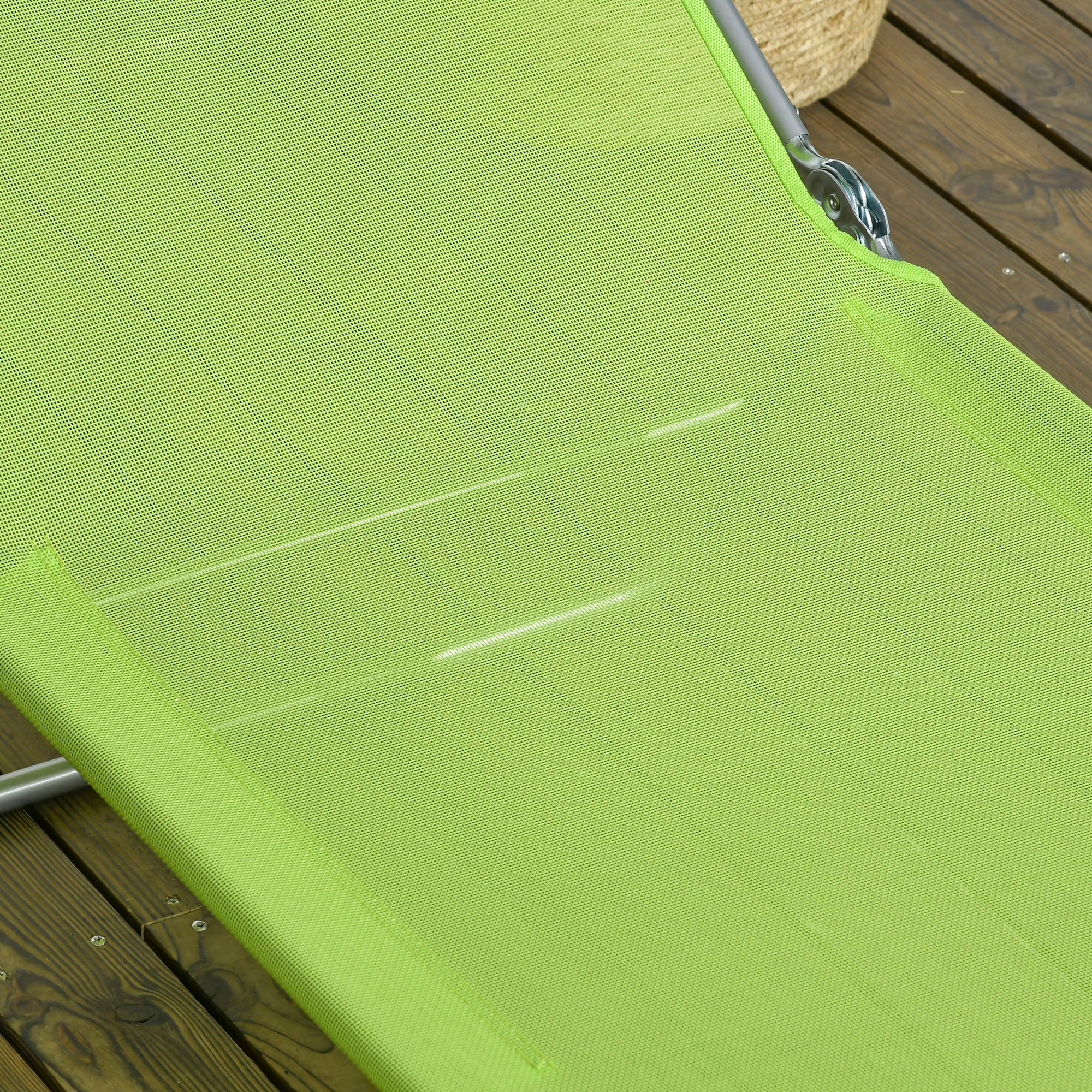 Outsunny 2 Piece Folding Sun Loungers with Adjustable Backrest, Pillow, Green - Image 7