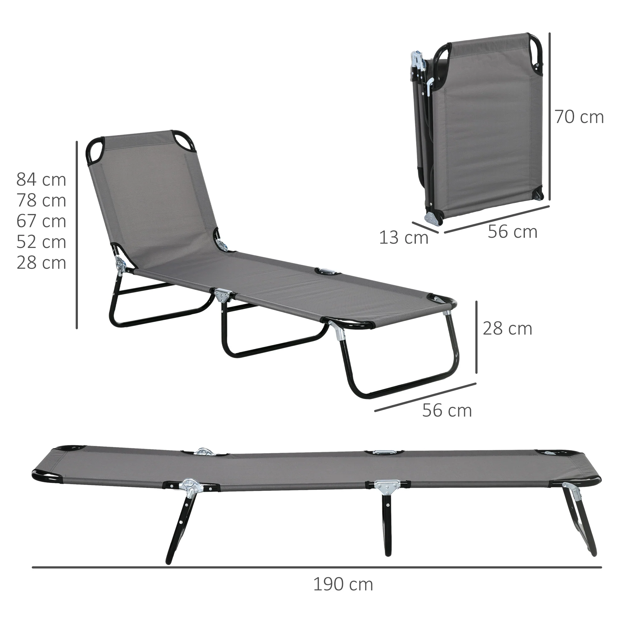 Outsunny 2 Piece Reclining Chaise Lounge With 5-Level Adjustable Backrest - Image 14