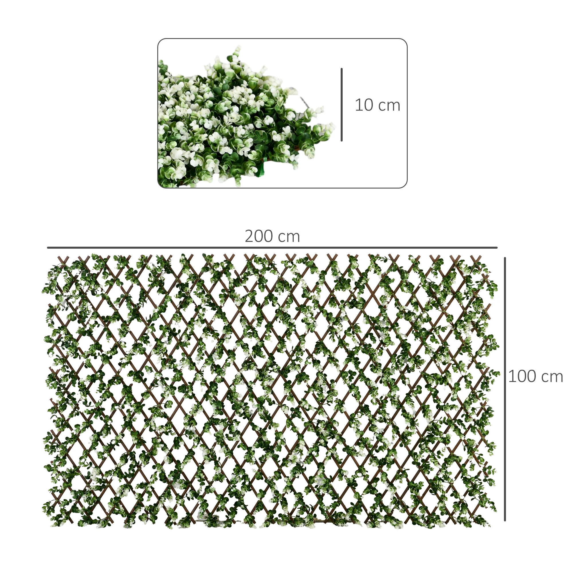 Outsunny 2 Pieces Decorative Trellis with Artificial Leaves, 2m x 1m, Eucalyptus - Image 5