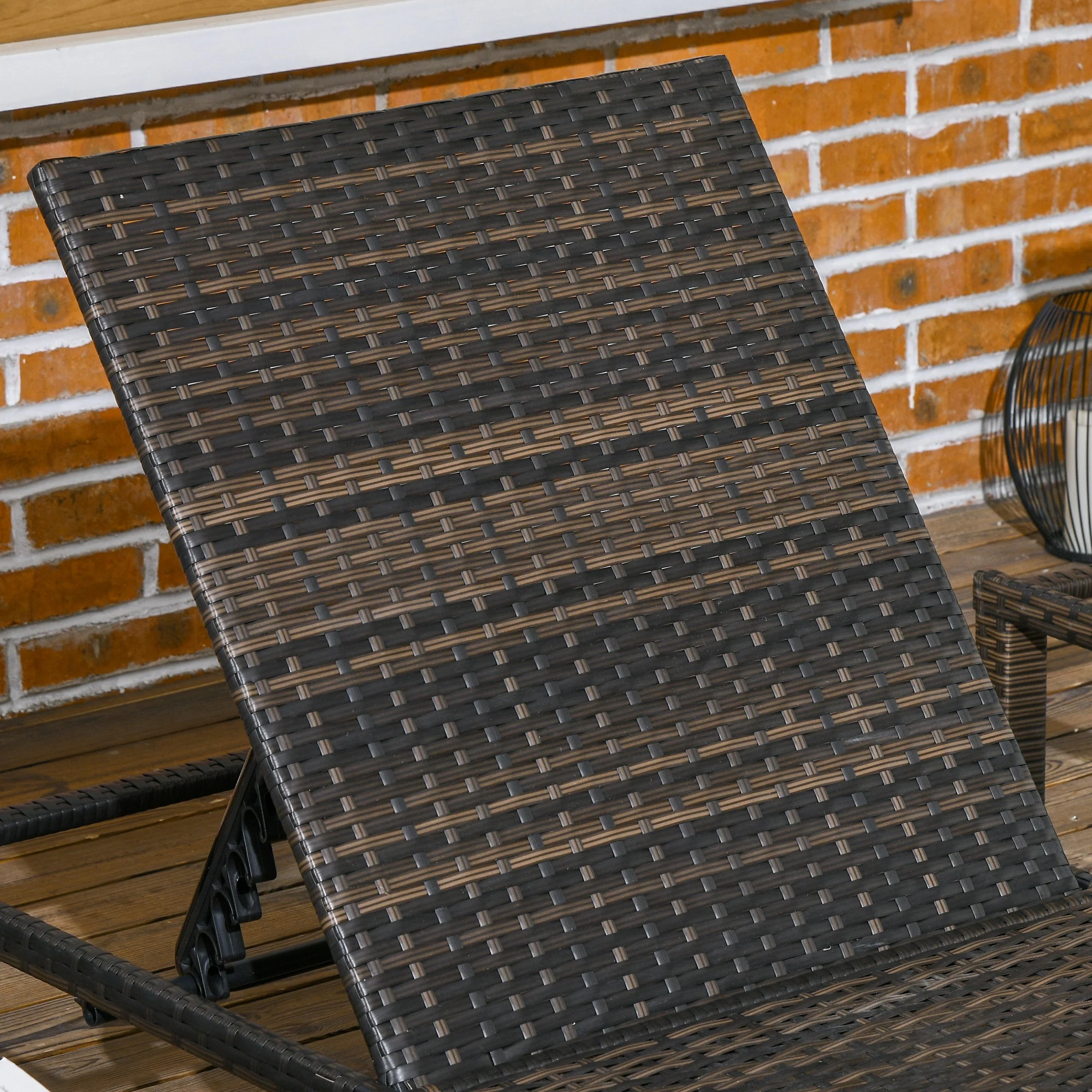 Outsunny 2 Pieces Rattan Sun Loungers w/ Padded Cushion for Poolside Cream White - Image 8