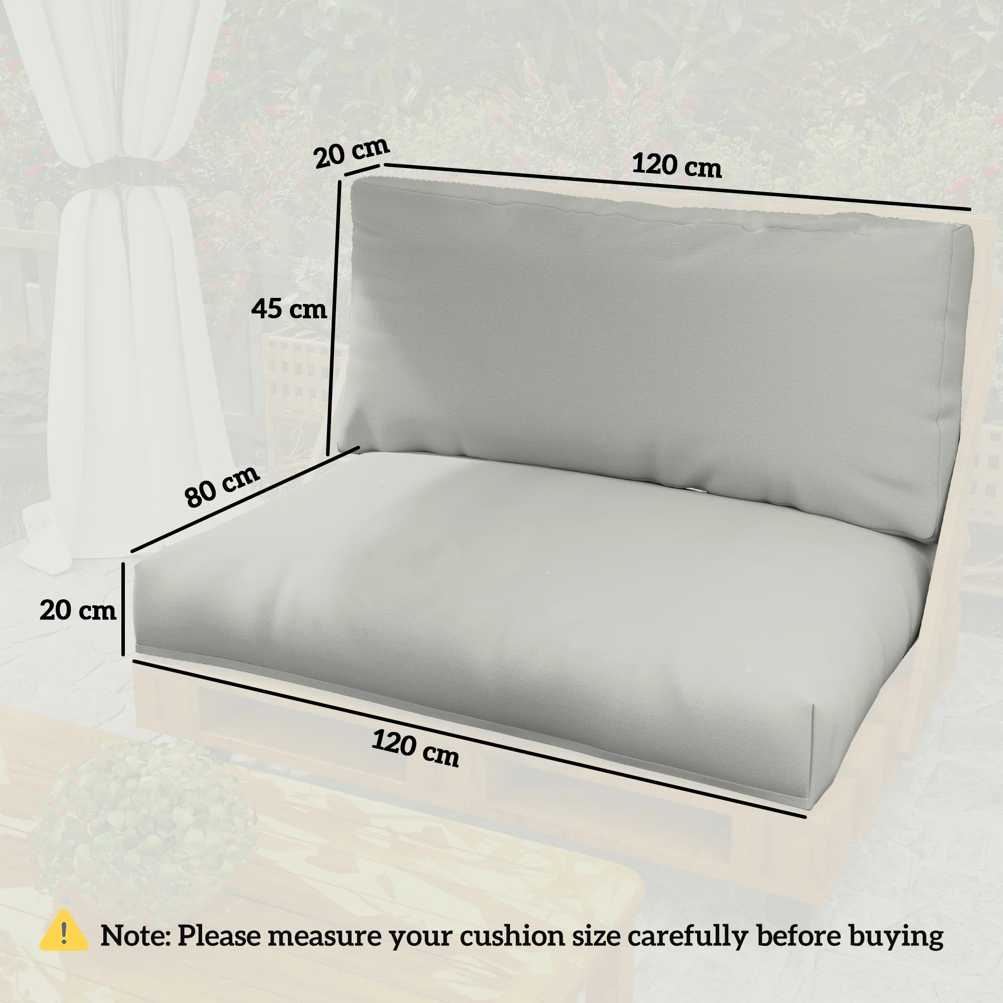 Outsunny 2 Seat Pallet Cushions 20cm Thick Outdoor Seat Pads - Image 23