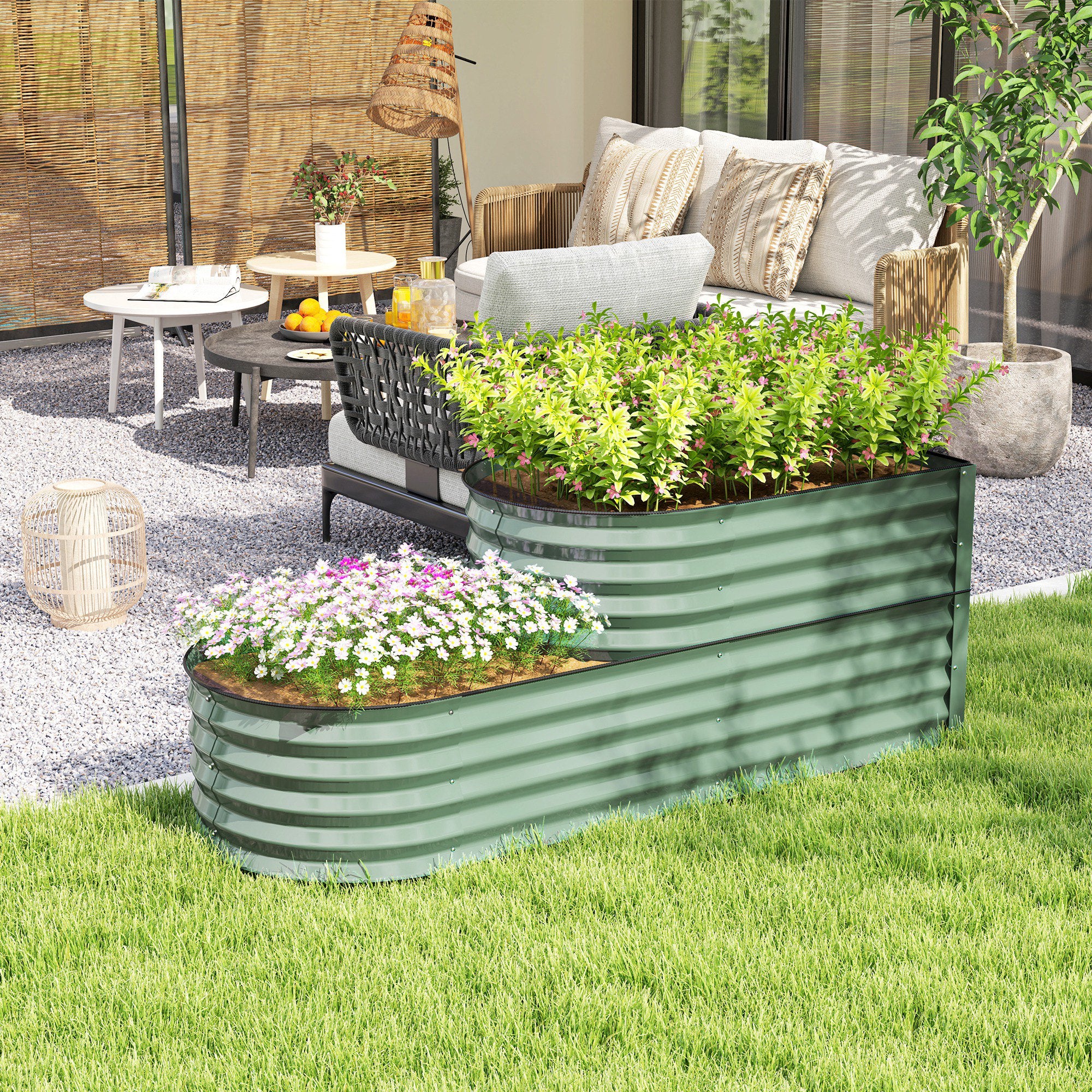 Outsunny 2-Tier Galvanised Raised Garden Bed with Safety Edging - Image 20