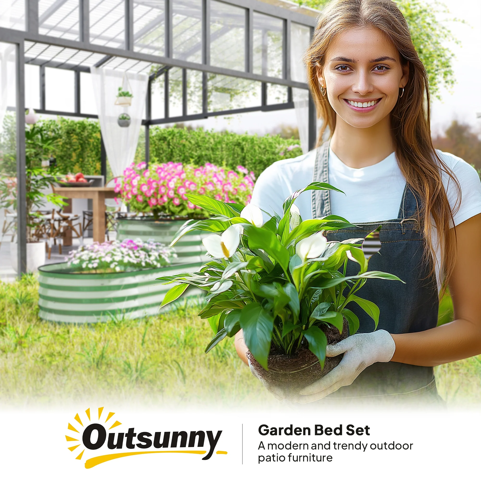 Outsunny 2-Tier Galvanised Raised Garden Bed with Safety Edging - Image 27