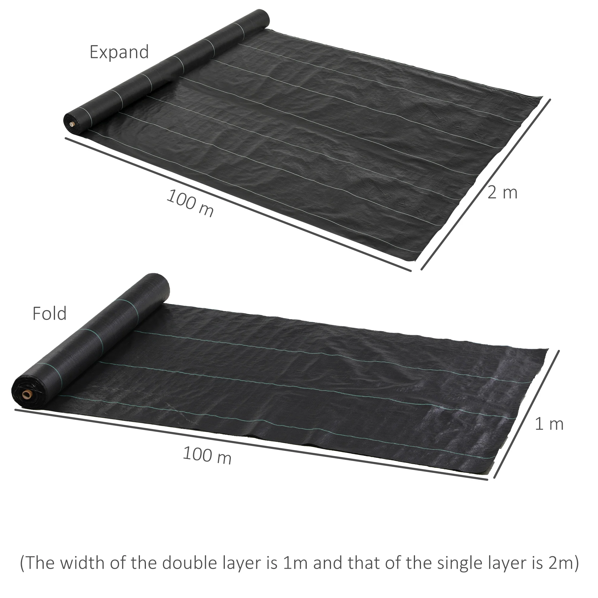 Outsunny 2 X 100m Weed Membrane, Heavy Duty Weed Control Membrane - Image 5