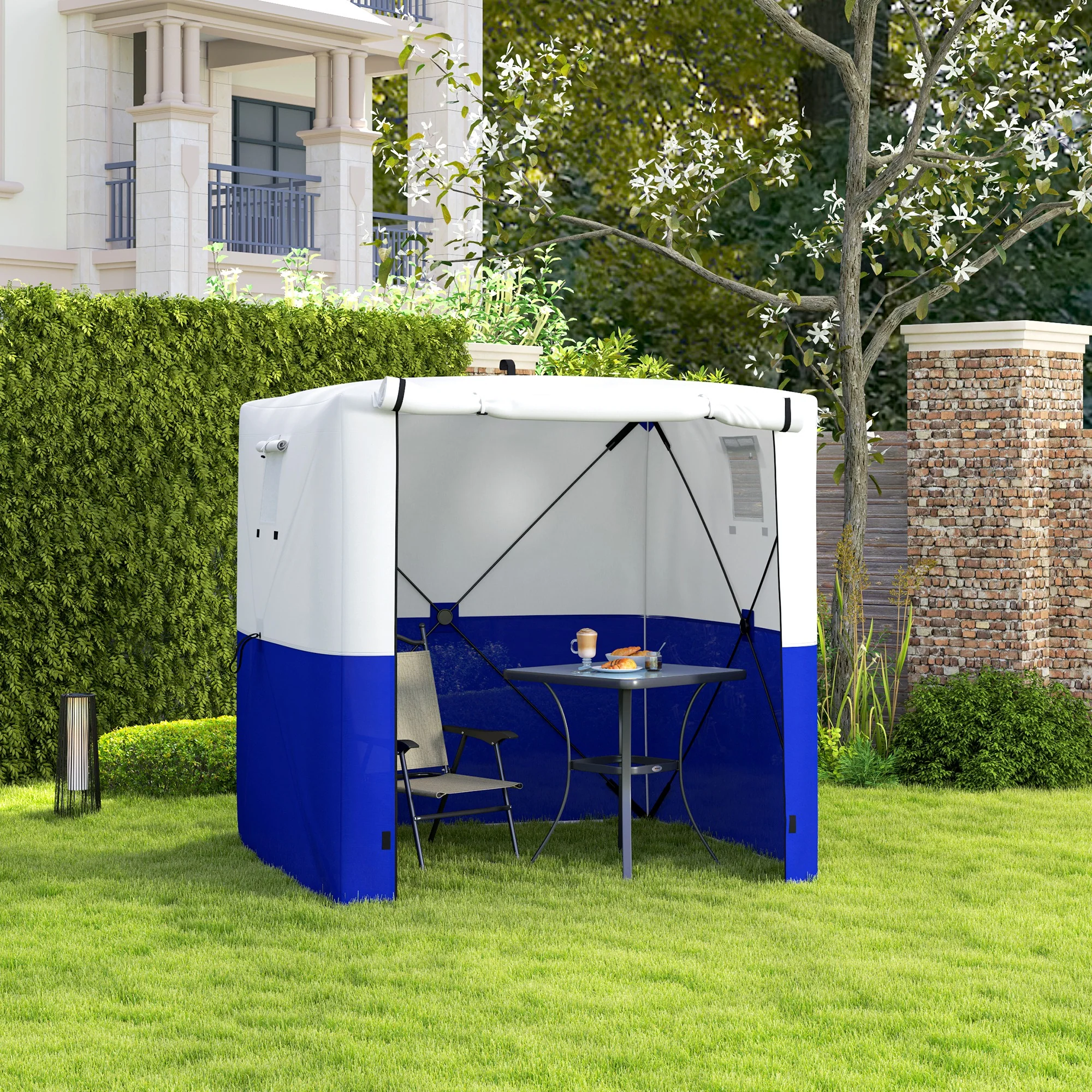 Outsunny 2 x 2m Pop Up Gazebo with Sides Easy up Party Tent, Blue - Image 2