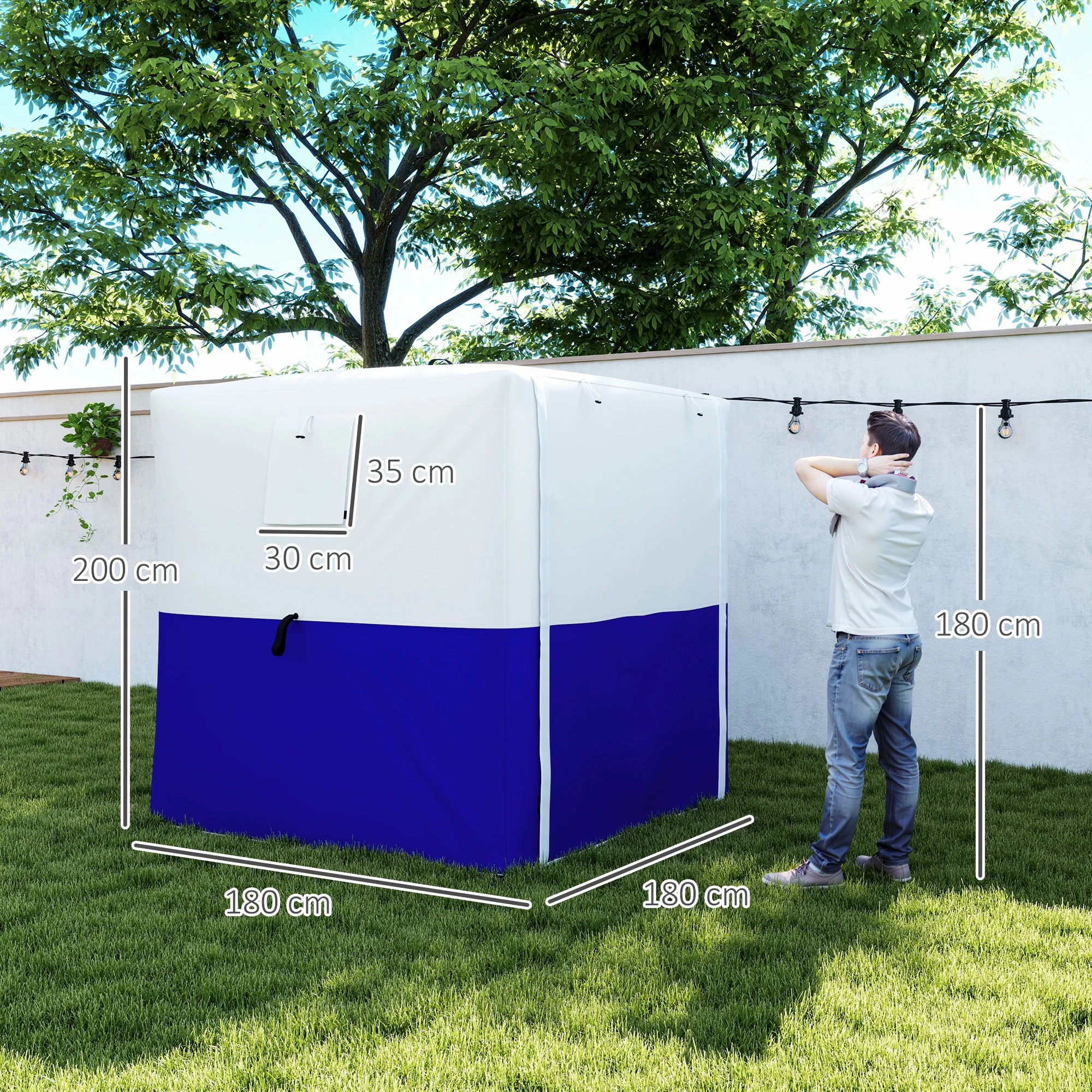 Outsunny 2 x 2m Pop Up Gazebo with Sides Easy up Party Tent, Blue - Image 5